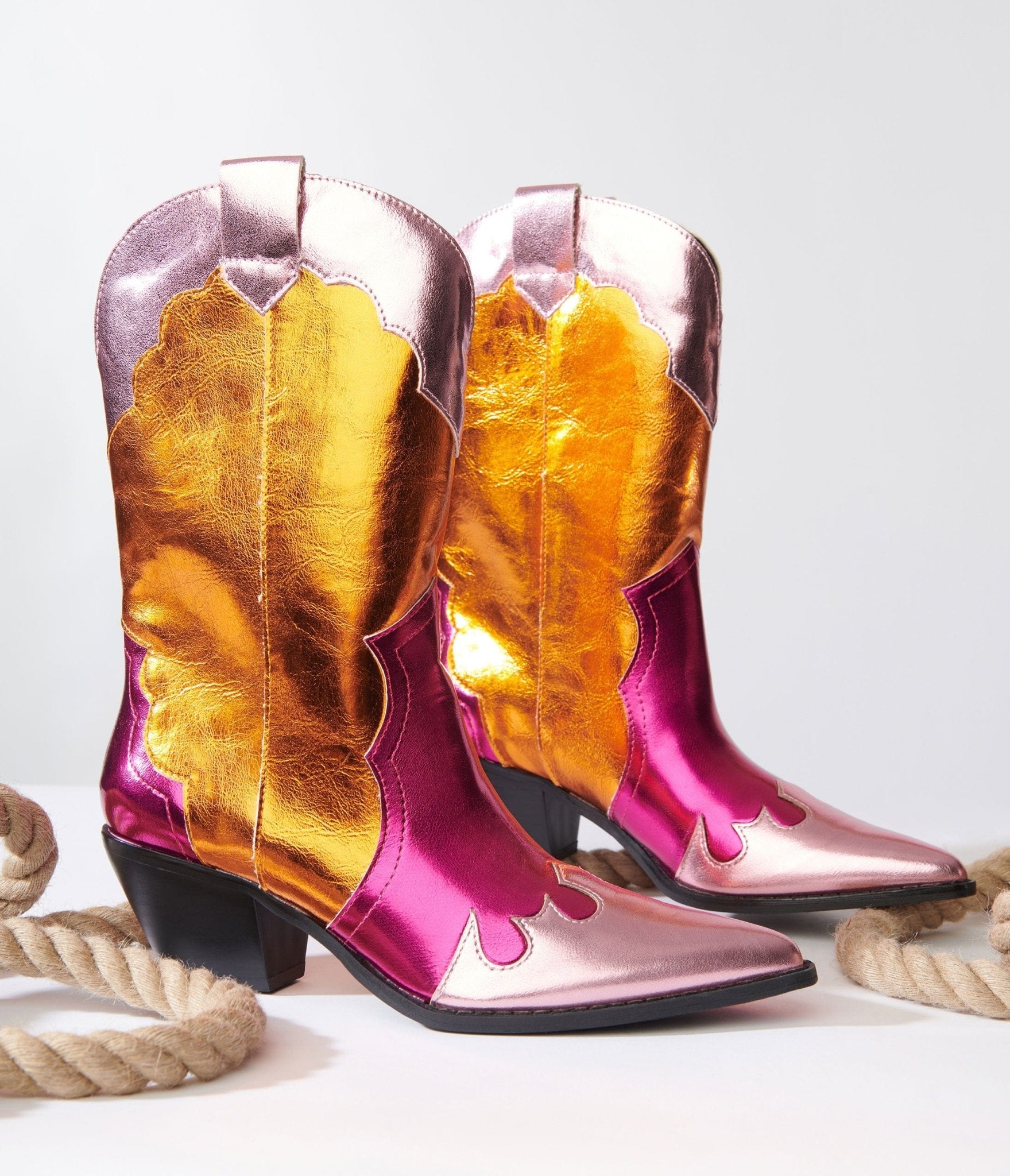 Stylish Metallic Multicolor Cowboy Boots for Women - Western Fashion, Country Dance & Rodeo Events - Perfect for Parties, Concerts and Festivals