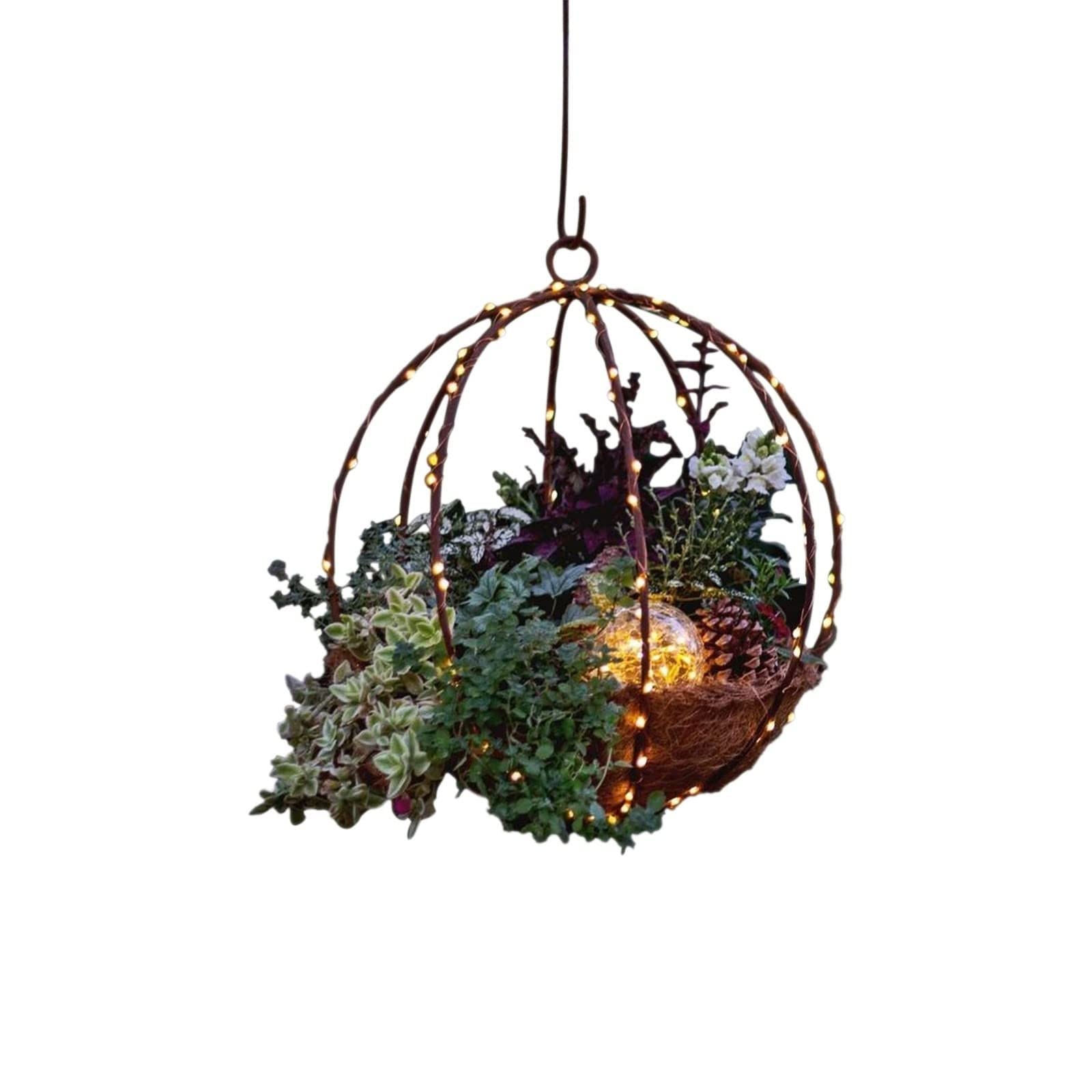 Pre-Lit Hanging Christmas Baskets with LED Lights - Outdoor Porch Decorations, Artificial Flower Arrangements for Front Door & Holiday Decor | Perfect for Christmas Porch, Patio & Entryway Decorating