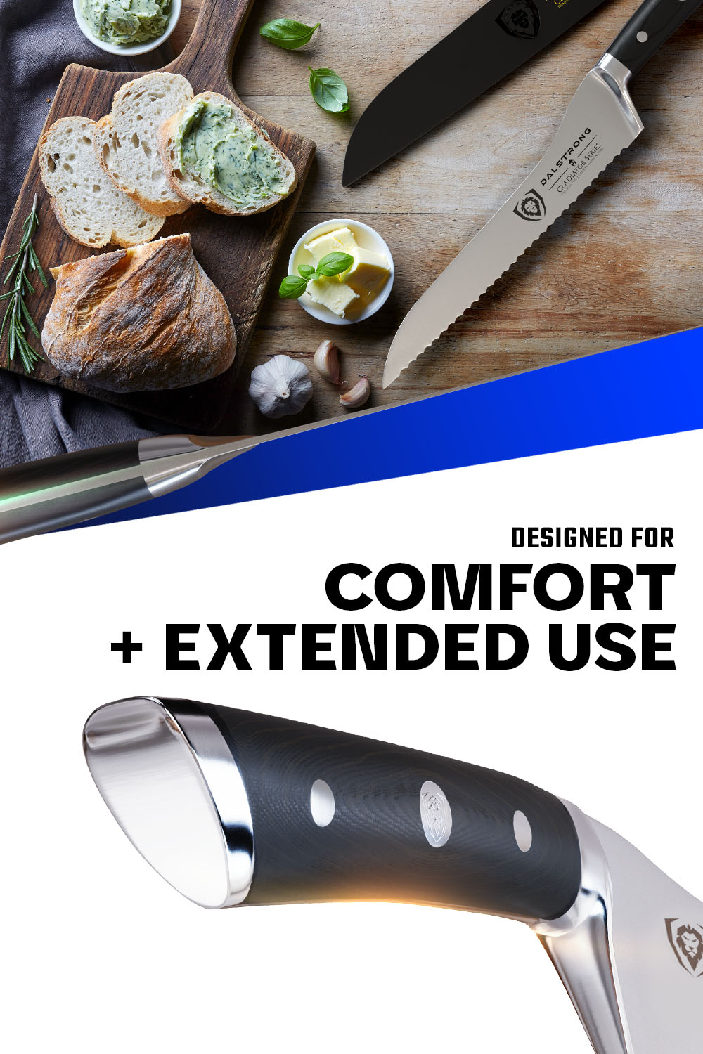 Dalstrong Gladiator Series 8-Inch Serrated Offset Bread & Deli Knife - NSF Certified Professional Kitchen Knife for Slicing Bread, Sandwiches & Deli Meats
