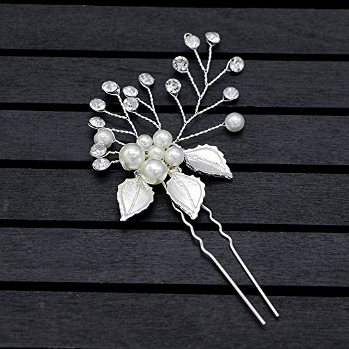Elegant Rhinestone Pearl Hair Clips for Women - Leaf Design Bridal Hair Accessories for Wedding, Pageant & Daily Use | Faux Pearl Hair Pins & Barrettes for Party & Special Occasions