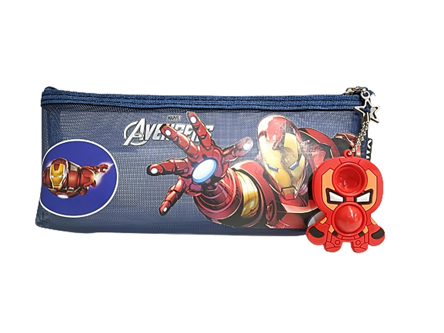 BAKERS PARDISE Kids Pencil Box for Boys & Girls - Durable School Pencil Case with Keychain, Multipurpose Storage Organizer (Iron Man Design) - Perfect Birthday Gift for Students, Back to School Supplies & Classroom Organization