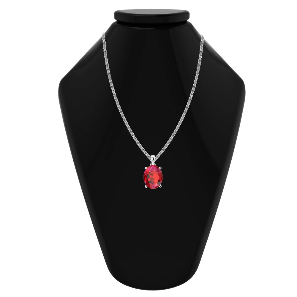 14K Yellow Gold & White Gold Pendant Necklace for Women - 7mm Oval Birthstone Gemstone (Precious/Semi-Precious) with 18