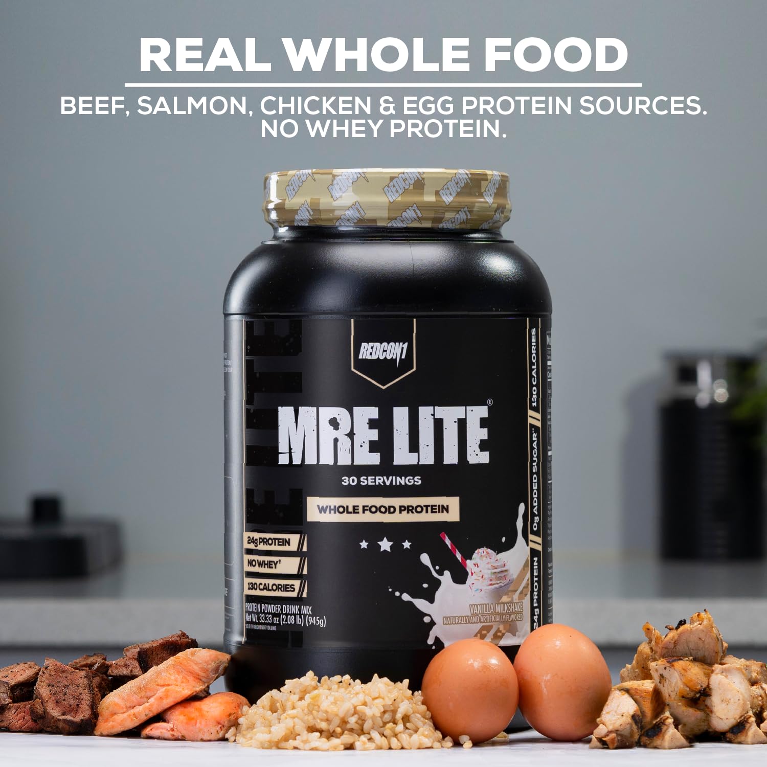 **REDCON1 MRE Lite Whole Food Protein Powder, Snickerdoodle Flavor - Low Carb, Whey-Free Meal Replacement with Animal Protein Blends & MCT Oils - Easy to Digest Supplement (30 Servings) - Perfect for Post-Workout Recovery, Keto Diet & On-the-Go Nutrition**
