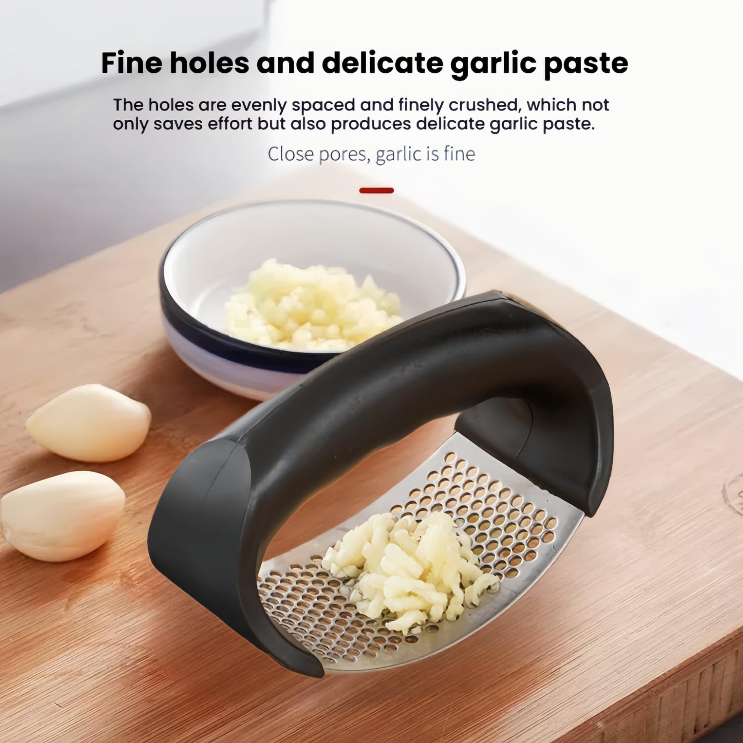 Premium 304 Stainless Steel Garlic Press Rocker - Heavy Duty Garlic Crusher & Mincer for Effortless Peeling - Perfect for Kitchen, Cooking, and Meal Prep