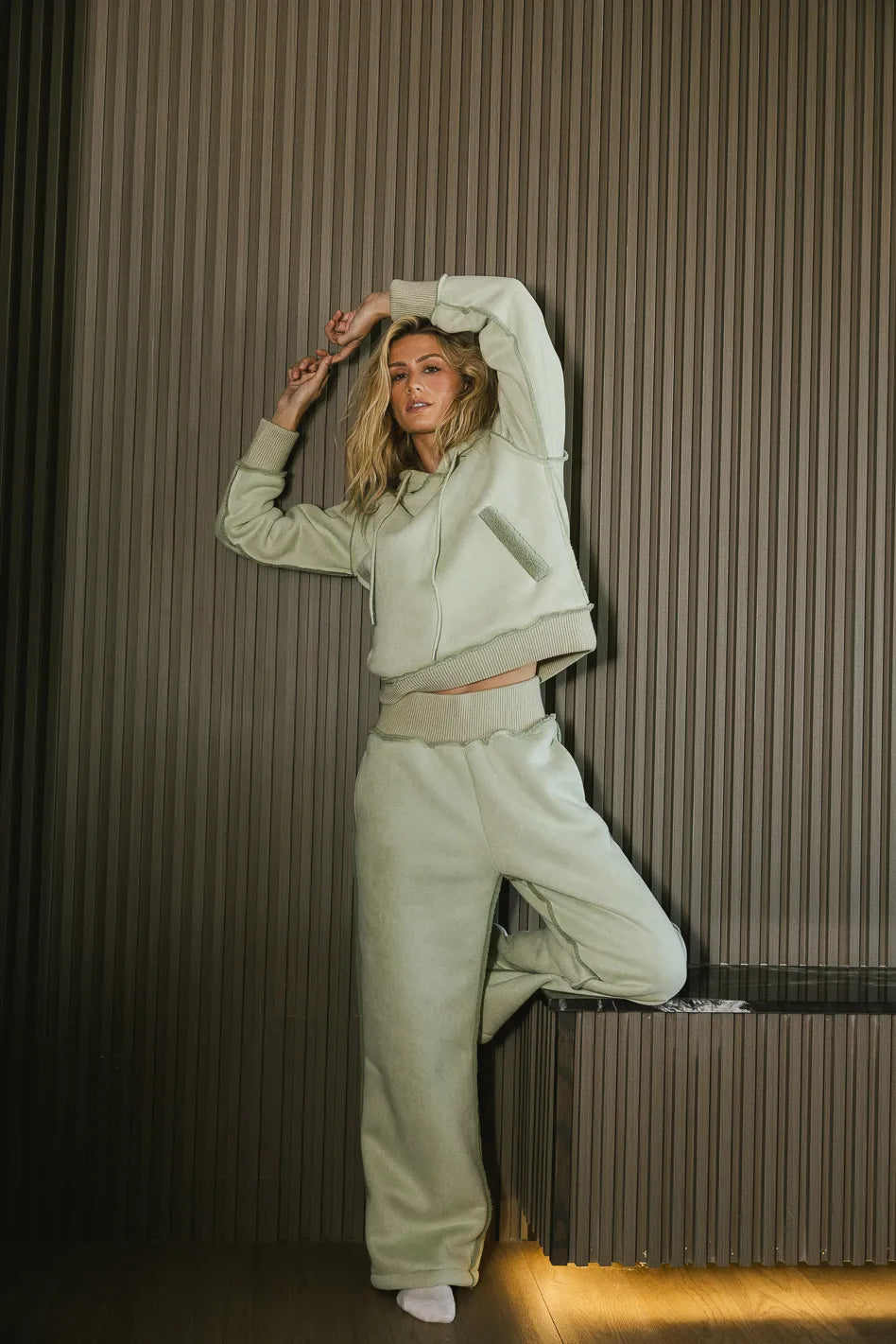 Mattie Faux Shearling Pants in Sage Green - Cozy Winter Lounge Pants for Women | Perfect for Home Relaxation & Casual Outings | FINAL SALE