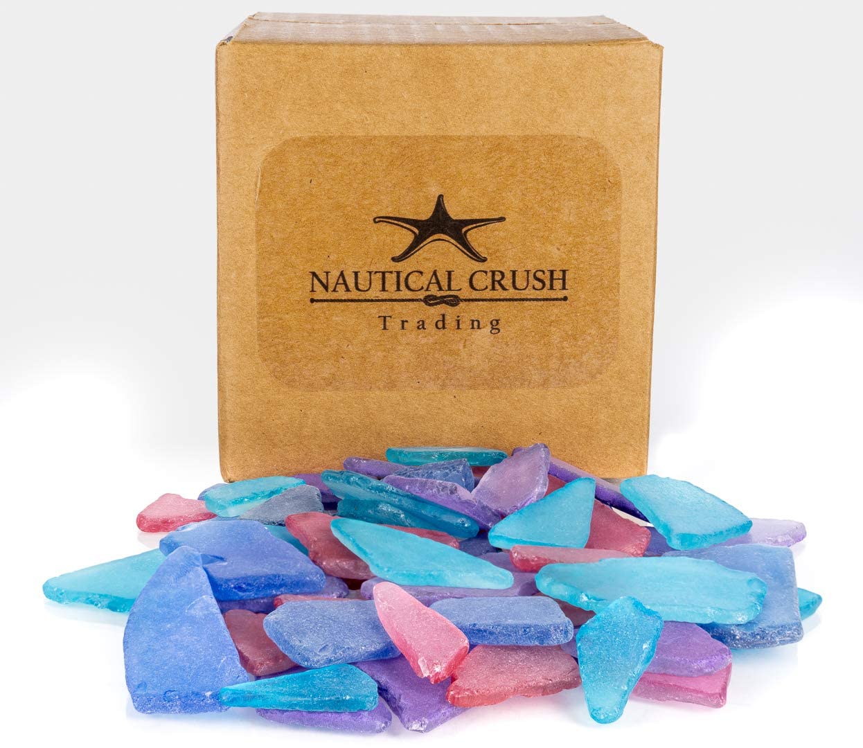 Natural Sea Glass for Crafts - Blue, Red & Purple Beach Glass Décor (11 Oz) - Perfect for Vase Fillers, DIY Projects, Beach Themed Weddings & Home Decoration