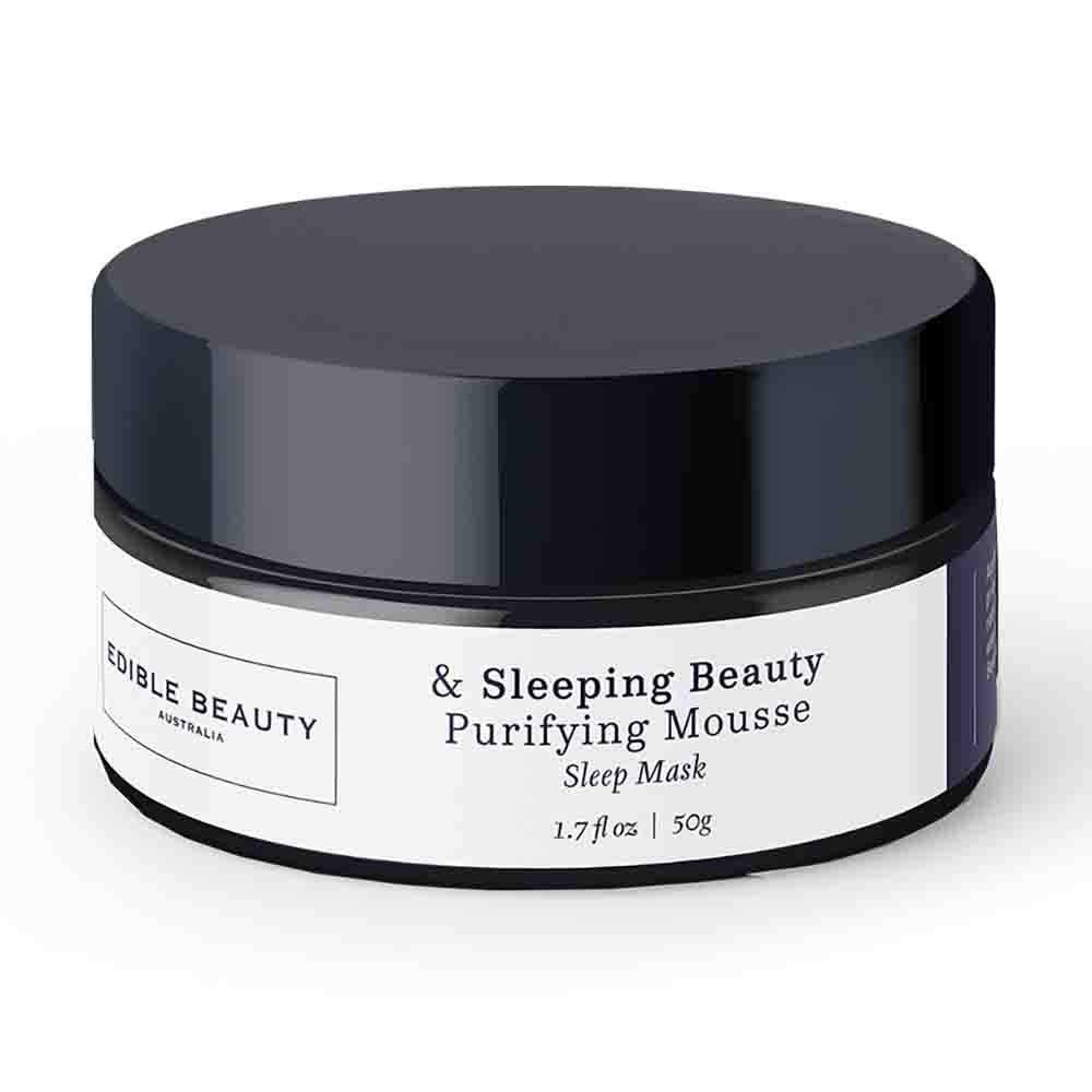 Edible Beauty Sleeping Beauty Purifying Mousse - Organic Nighttime Face Cleanser for Glowing Skin | Perfect for Evening Skincare Routine & Travel