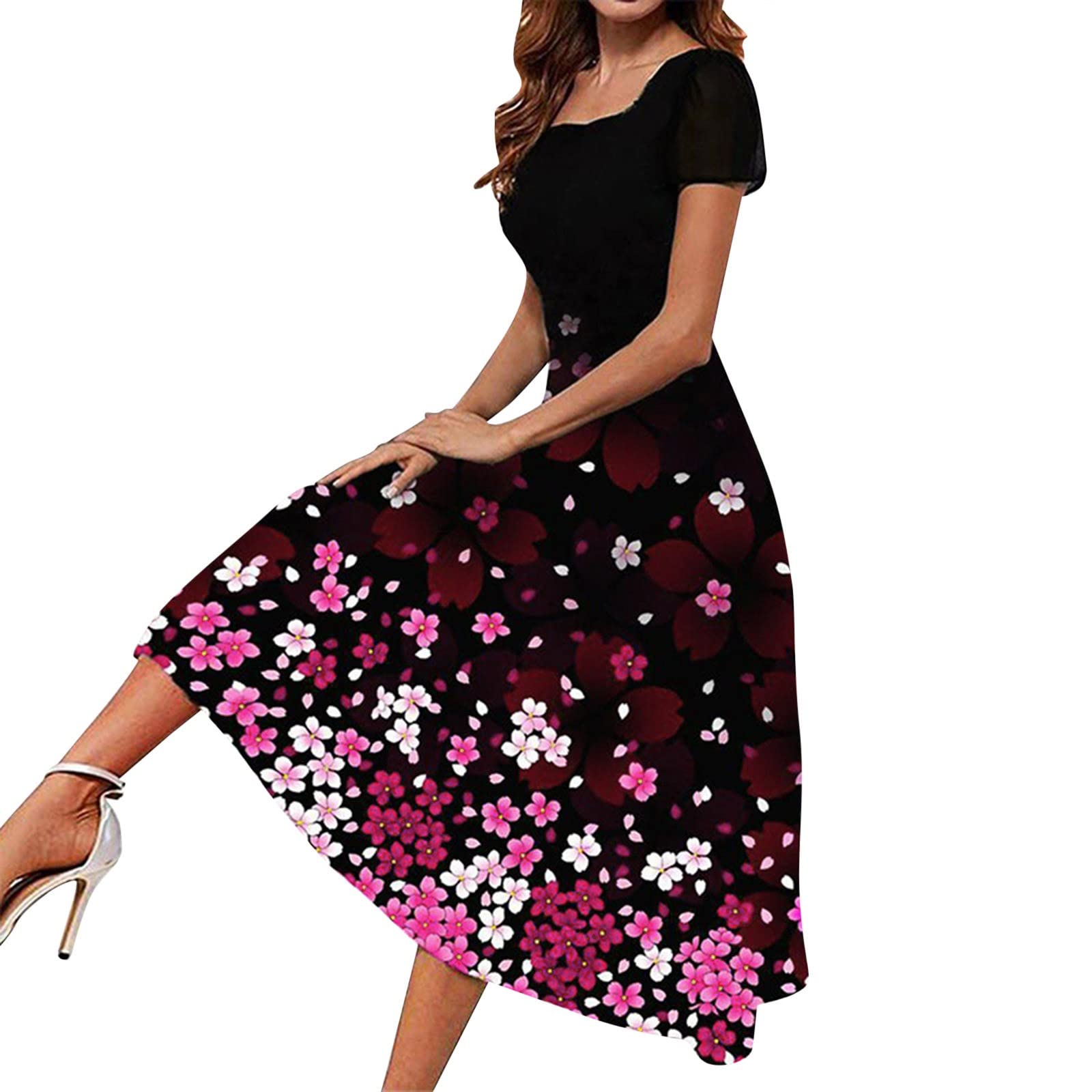Women's Plus Size Boho Floral Maxi Dress - Summer Beach Kaftan Dress for Casual Wear, Vacations & Outdoor Events