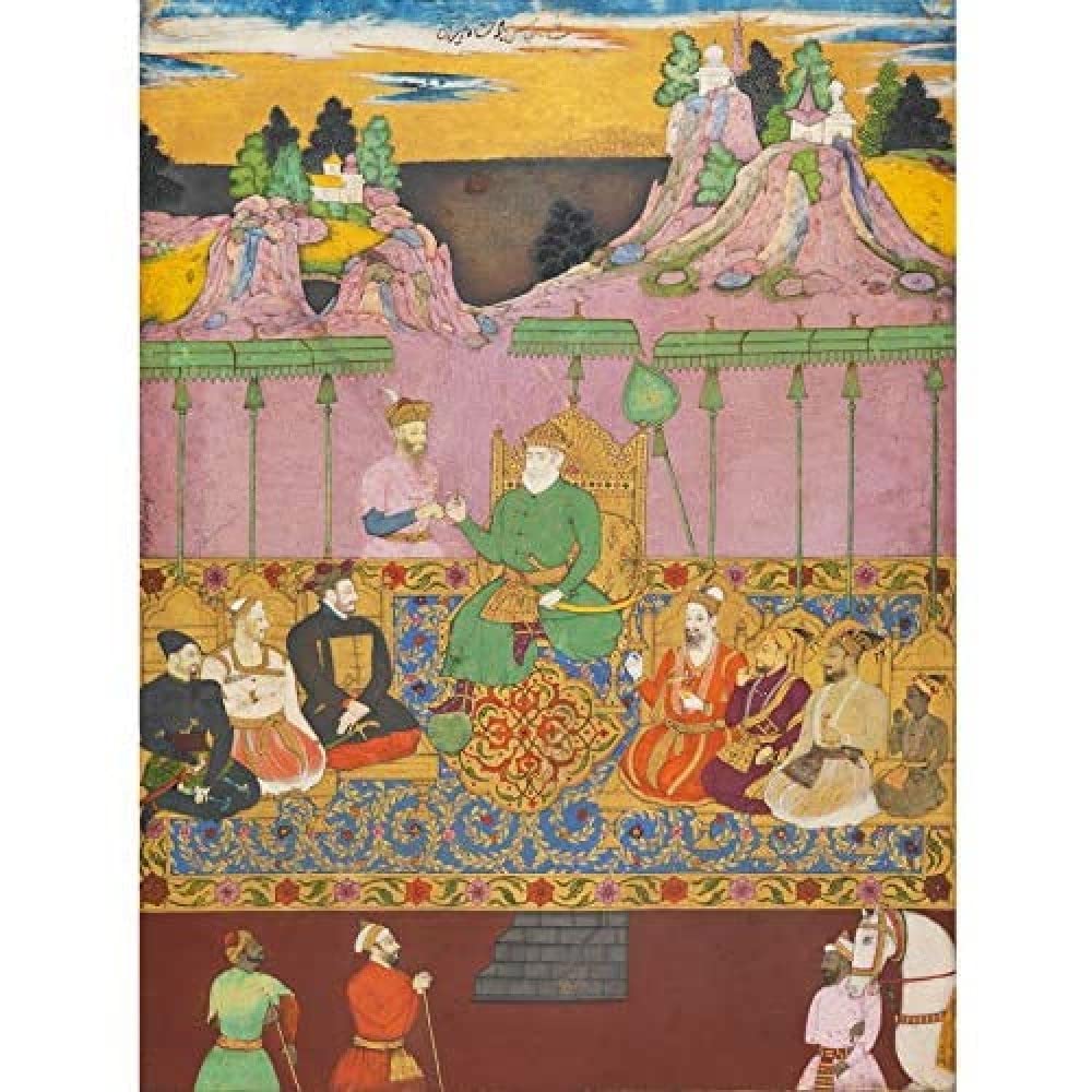 Artery8 Muhammad The House of Bijapur Mughal Painting Art Print - Premium Canvas Wall Decor Poster Mural for Living Room, Bedroom & Office