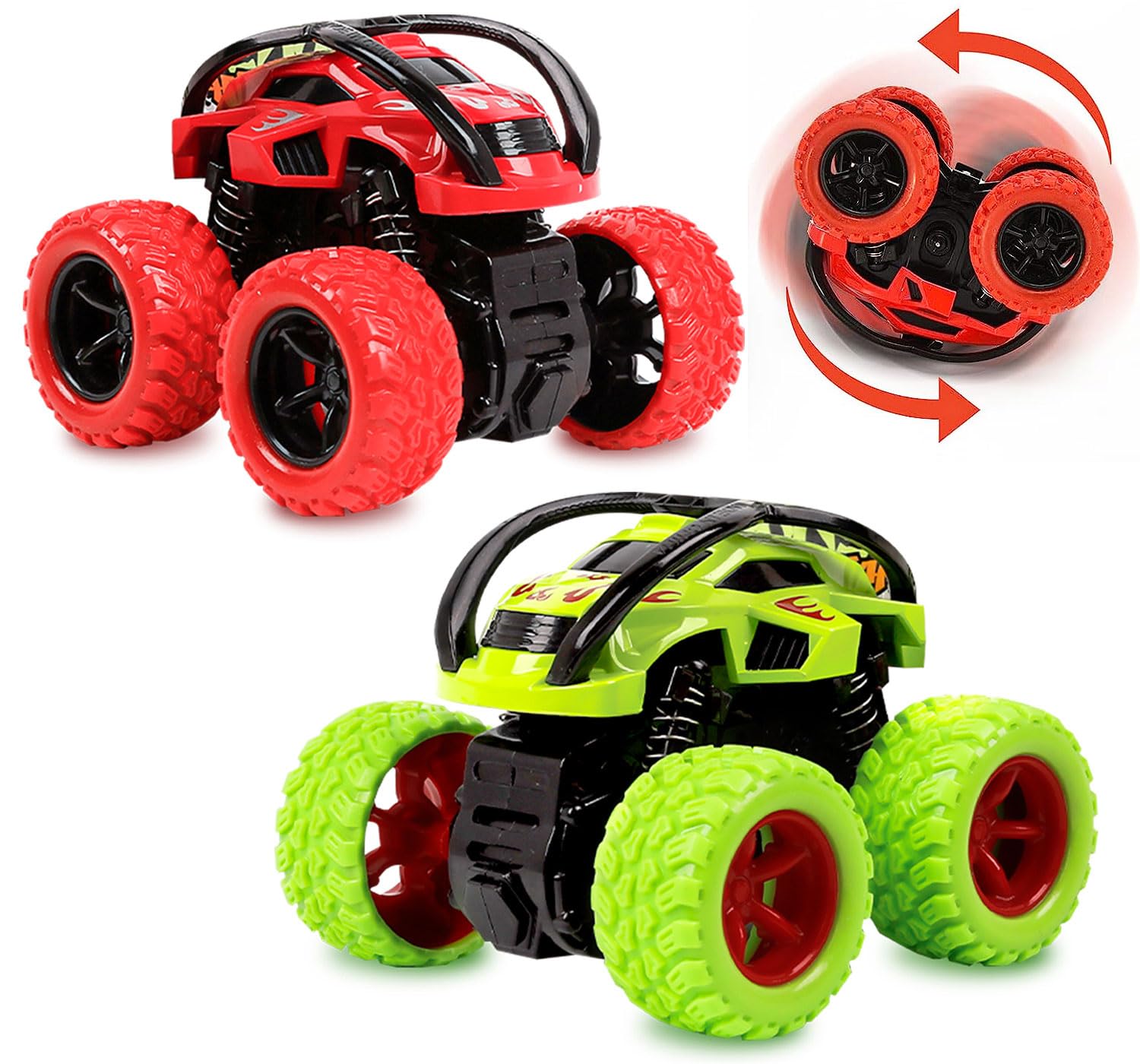 YINSHENG Pull Back Monster Trucks - 360° Rotating Car Toys for Toddlers Age 2-6 | Fun Birthday Gifts for Boys & Girls | Perfect for Indoor Play, Preschool Learning & Party Favors