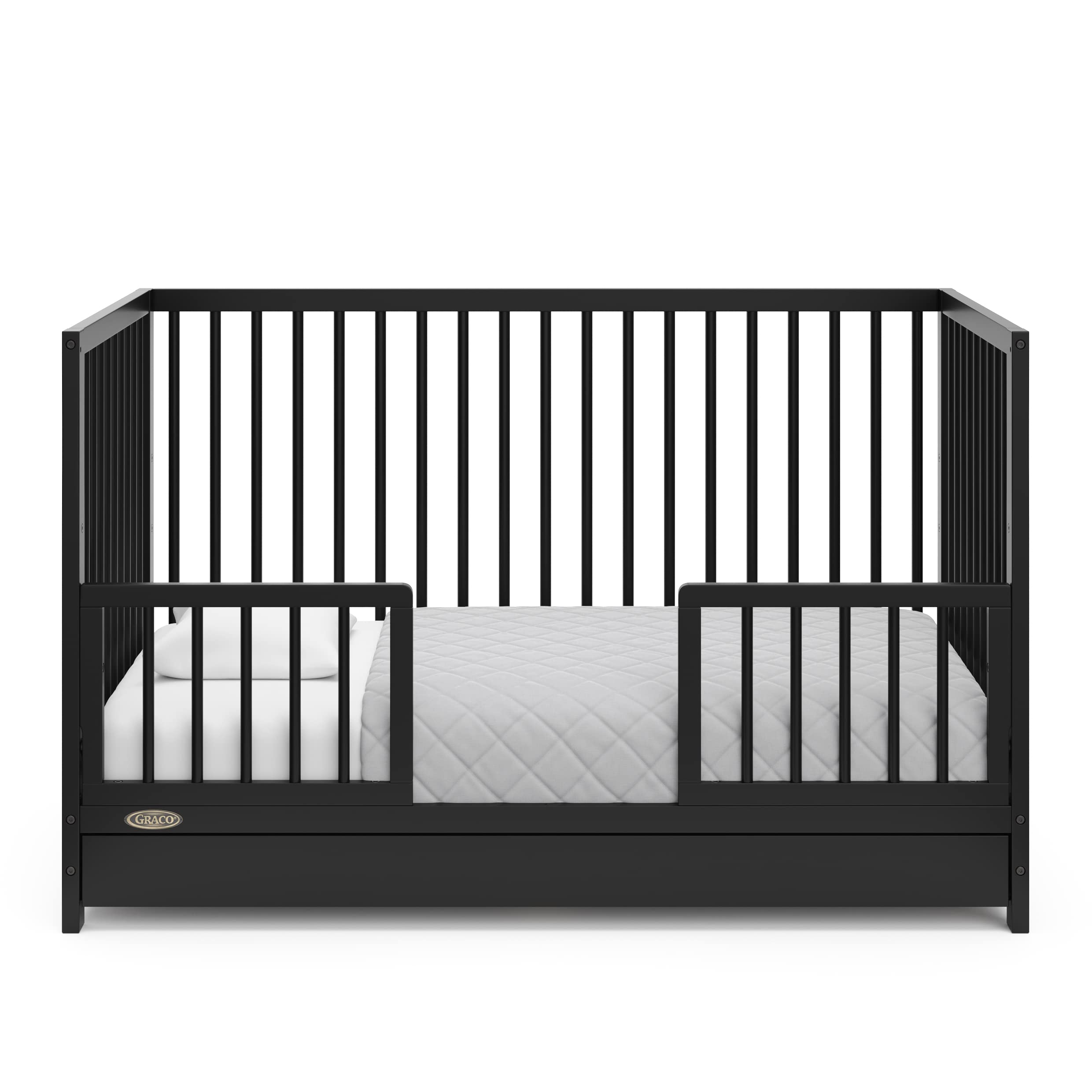 Graco Teddi 5-in-1 Convertible Crib with Storage Drawer (Black) – GREENGUARD Gold Certified, Converts to Toddler Bed/Daybed/Full Bed, Safe Nursery Furniture for Baby & Kids Room | Perfect for Small Spaces & Growing Families