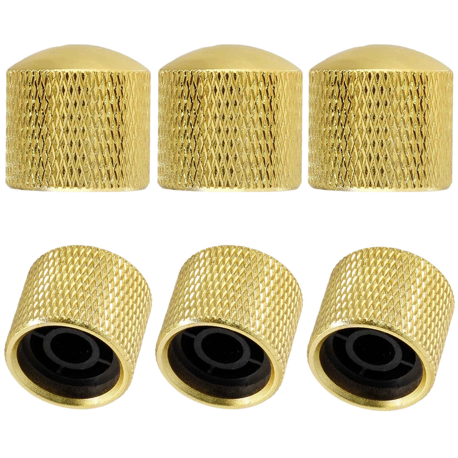 Biaungdo 6-Pack Gold Electric Guitar Knobs - Domed Volume & Tone Control Knobs for Telecaster, Electric & Bass Guitars | Perfect for DIY Guitar Upgrades & Replacement Parts