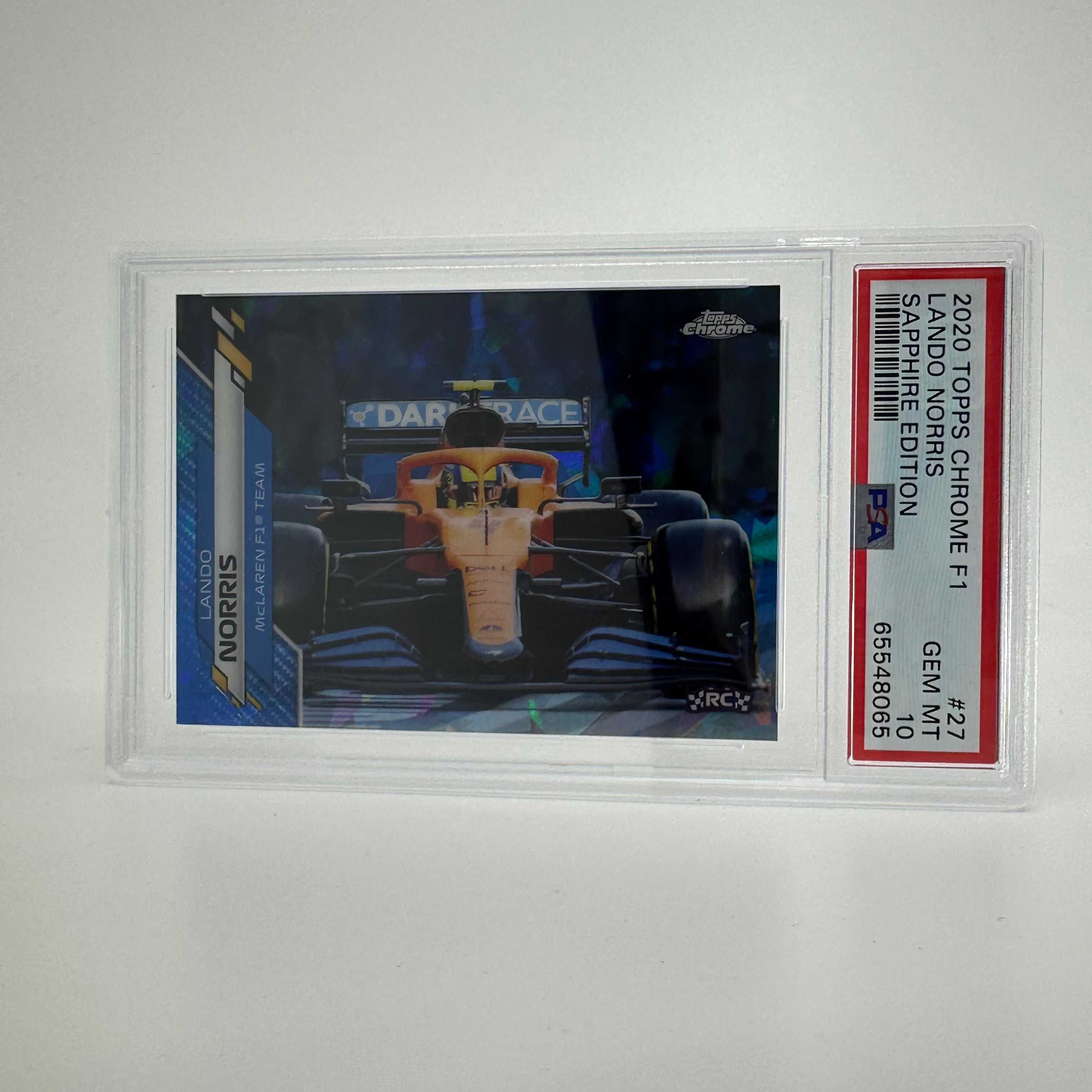 2020 Topps Chrome F1 Lando Norris #27 PSA 10 Sapphire Rookie Card - Perfect for Collectors, Racing Fans & Investment - Display in Home, Office or Sports Memorabilia Collection