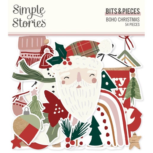 Boho Christmas Die Cuts - 54 Pieces/Pack - Perfect for Scrapbooking, Card Making, and Holiday DIY Crafts