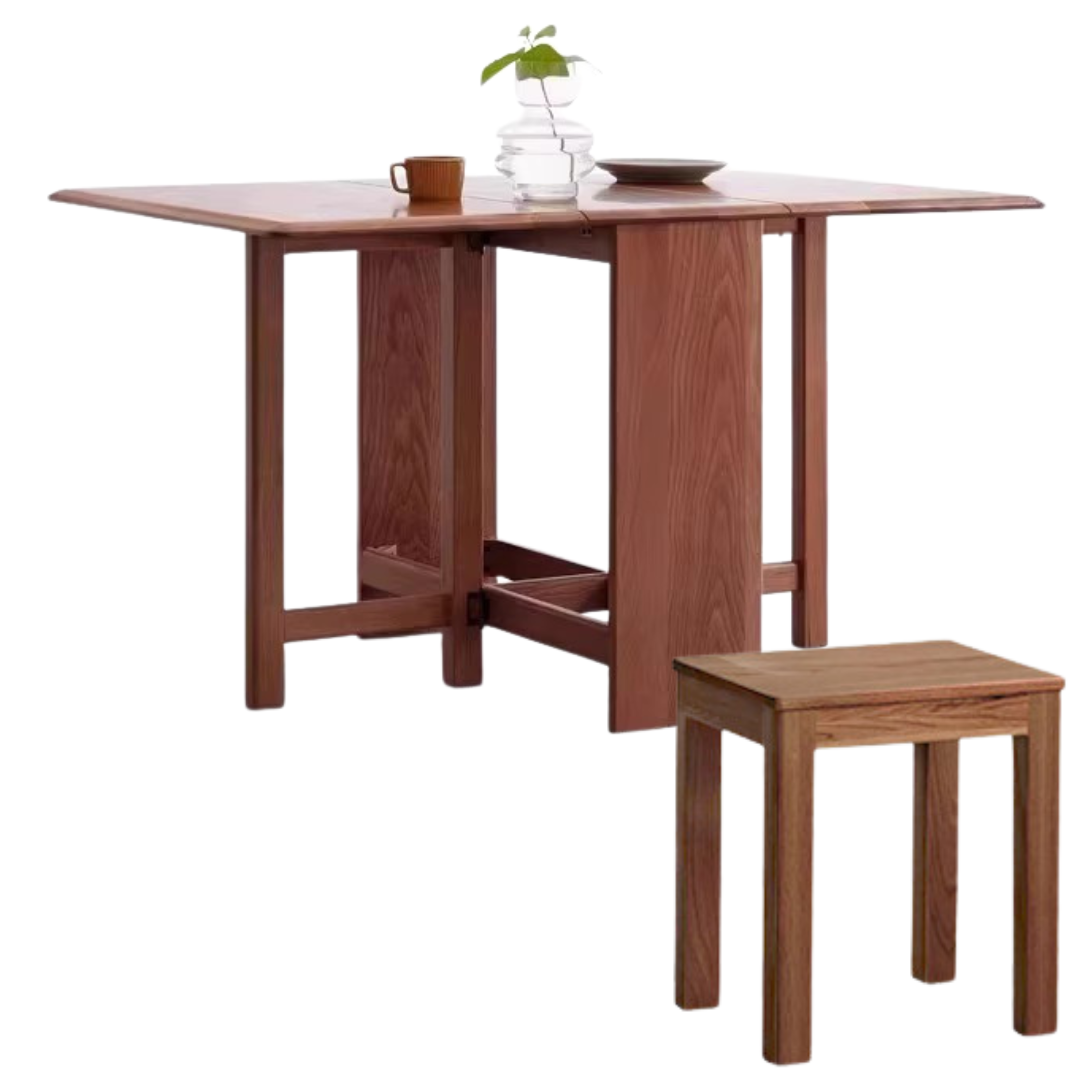 51.1x31.42x29.5 inch / 130x80x75cm / Walnut color / folding dining table + 4 stools
