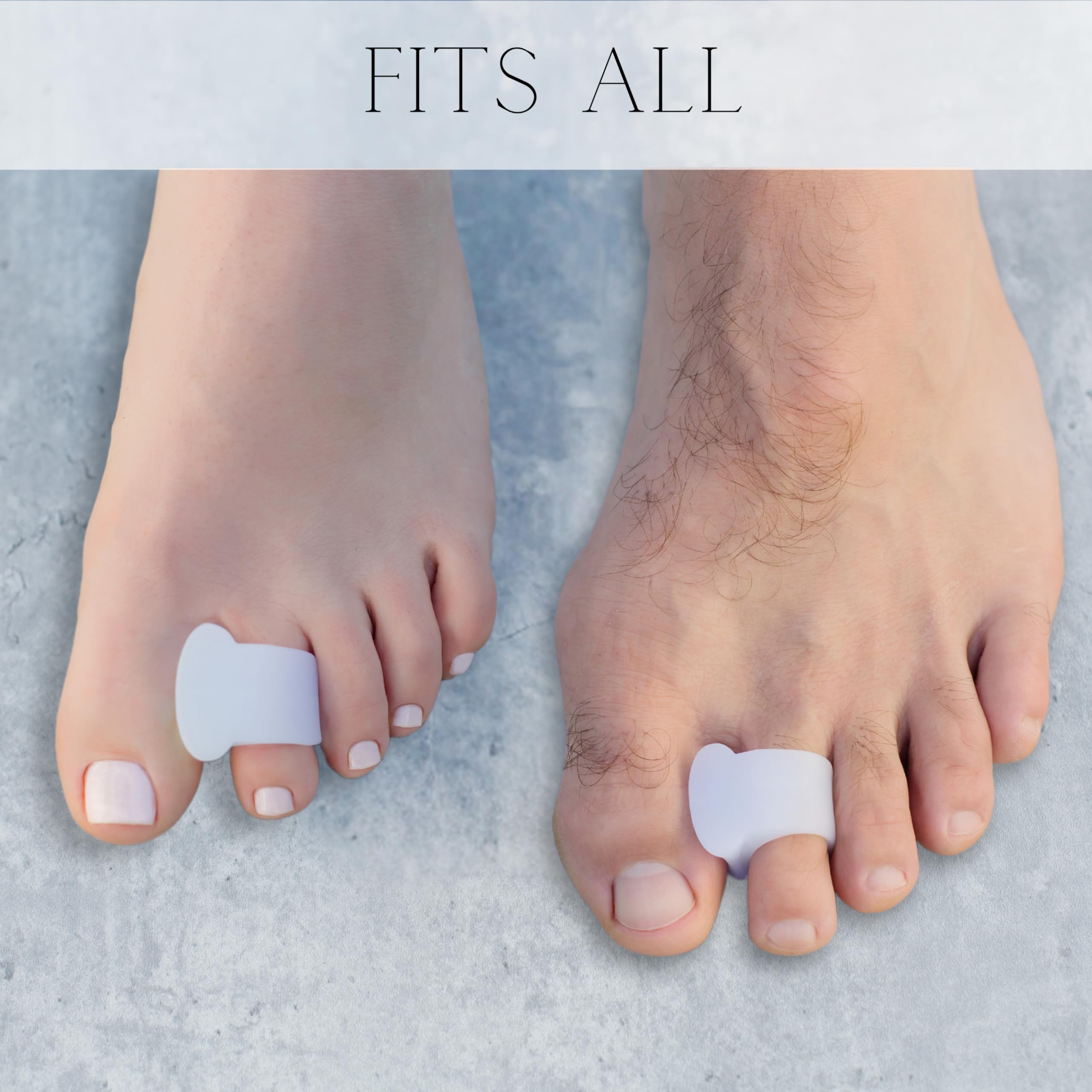 Gel Toe Separators for Overlapping Toes, Bunions, Big Toe Alignment, Corrector & Spacer - 4 Pack (White) - Ideal for Daily Comfort, Post-Surgery Recovery, and Yoga Practice