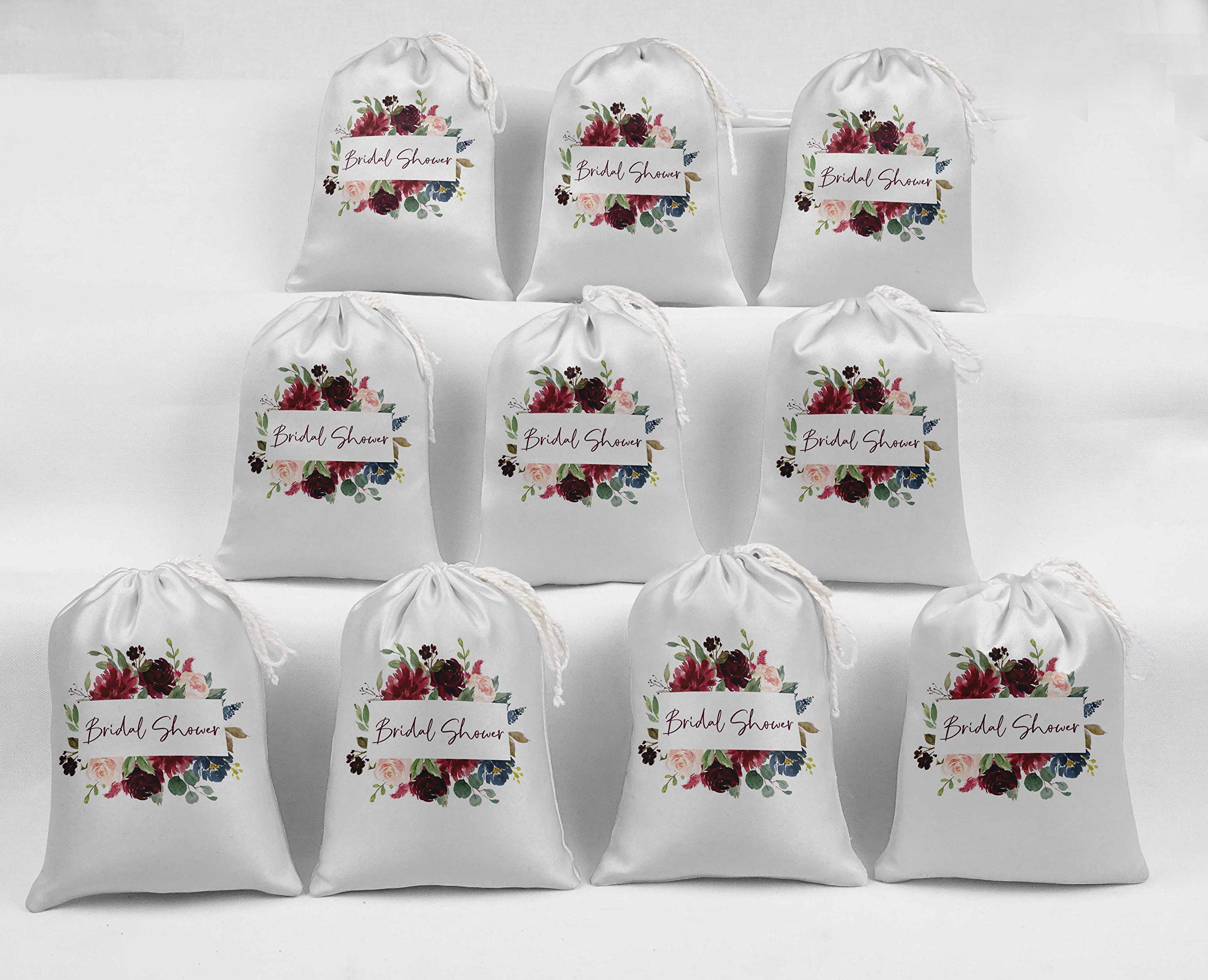 Elegant White Floral Bridal Shower Favor Bags - 15-Piece Wedding Party Gift Pouches Set for Bridal Showers, Baby Showers & Special Events