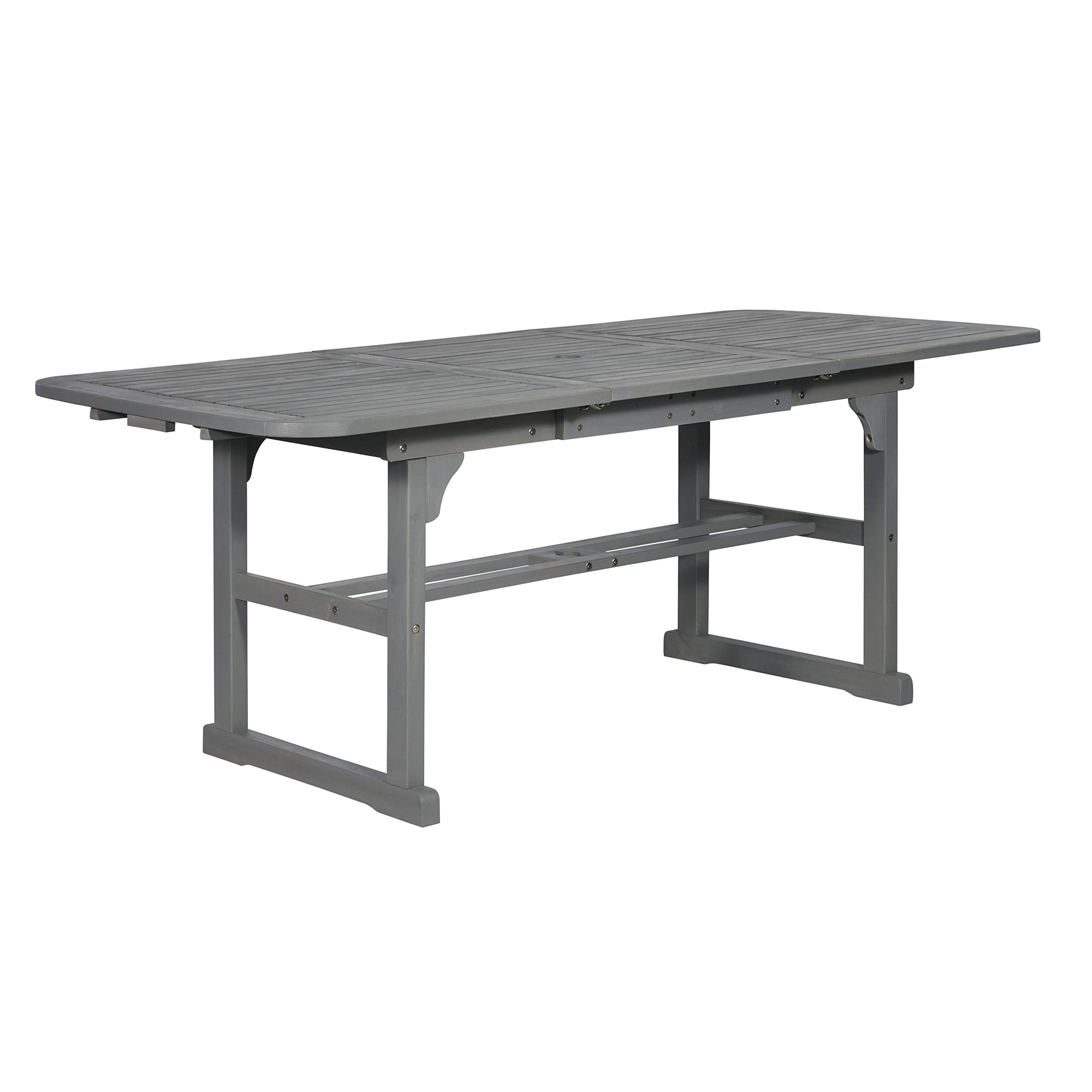 Walker Edison Maui Modern Solid Acacia Wood Slatted Patio Dining Table - 78 Inch Grey Wash Outdoor Furniture for Backyard, Garden & Poolside Dining