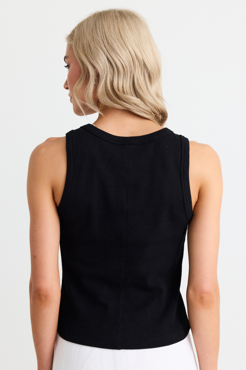 Cobble Black Rib Cutaway Tank Top for Women - Stylish Sleeveless Casual Shirt for Summer Outfits & Layering
