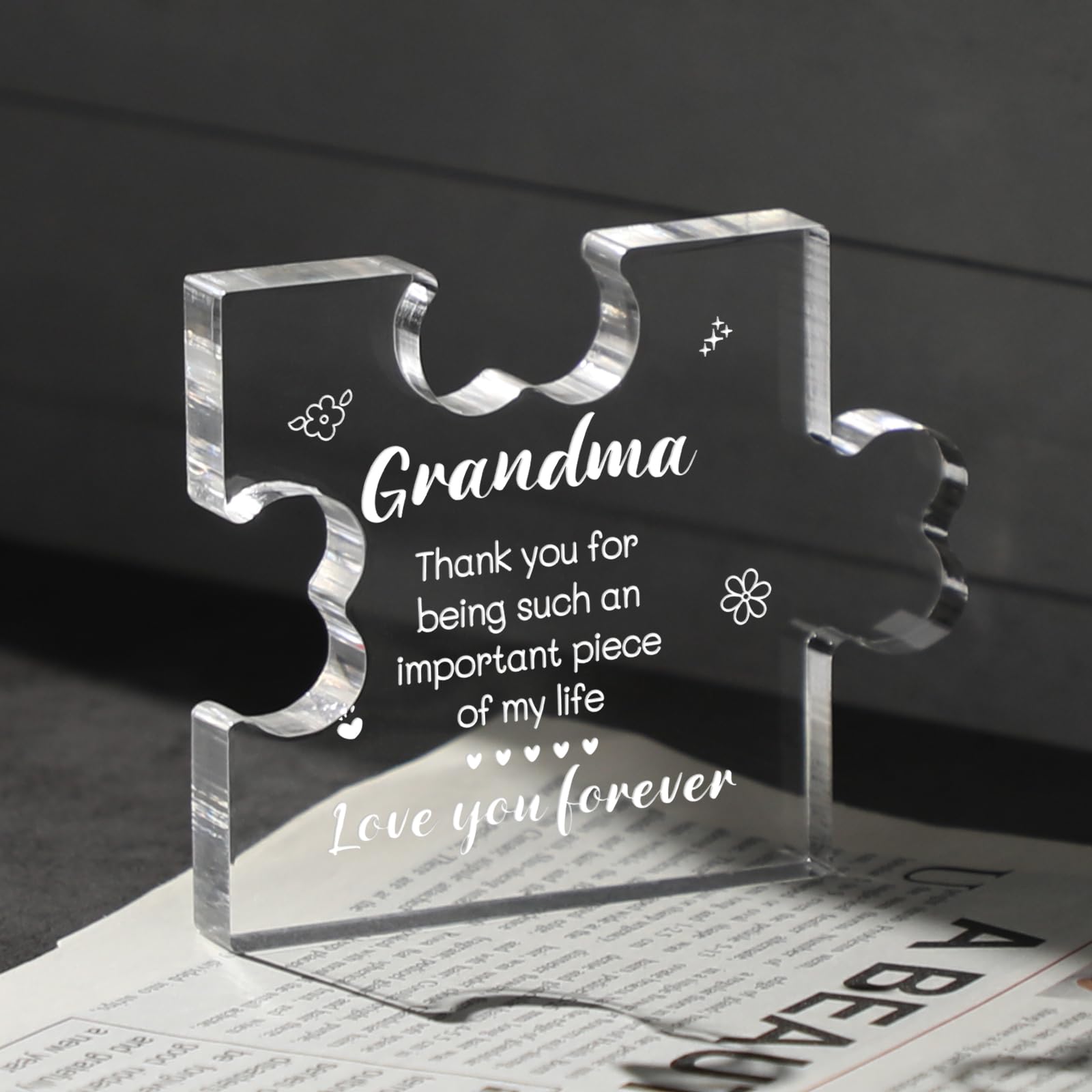 Funnli Acrylic Plaque for Grandma - Mother's Day Birthday Gift - 3.35x2.76in Desk Decor for Home Office