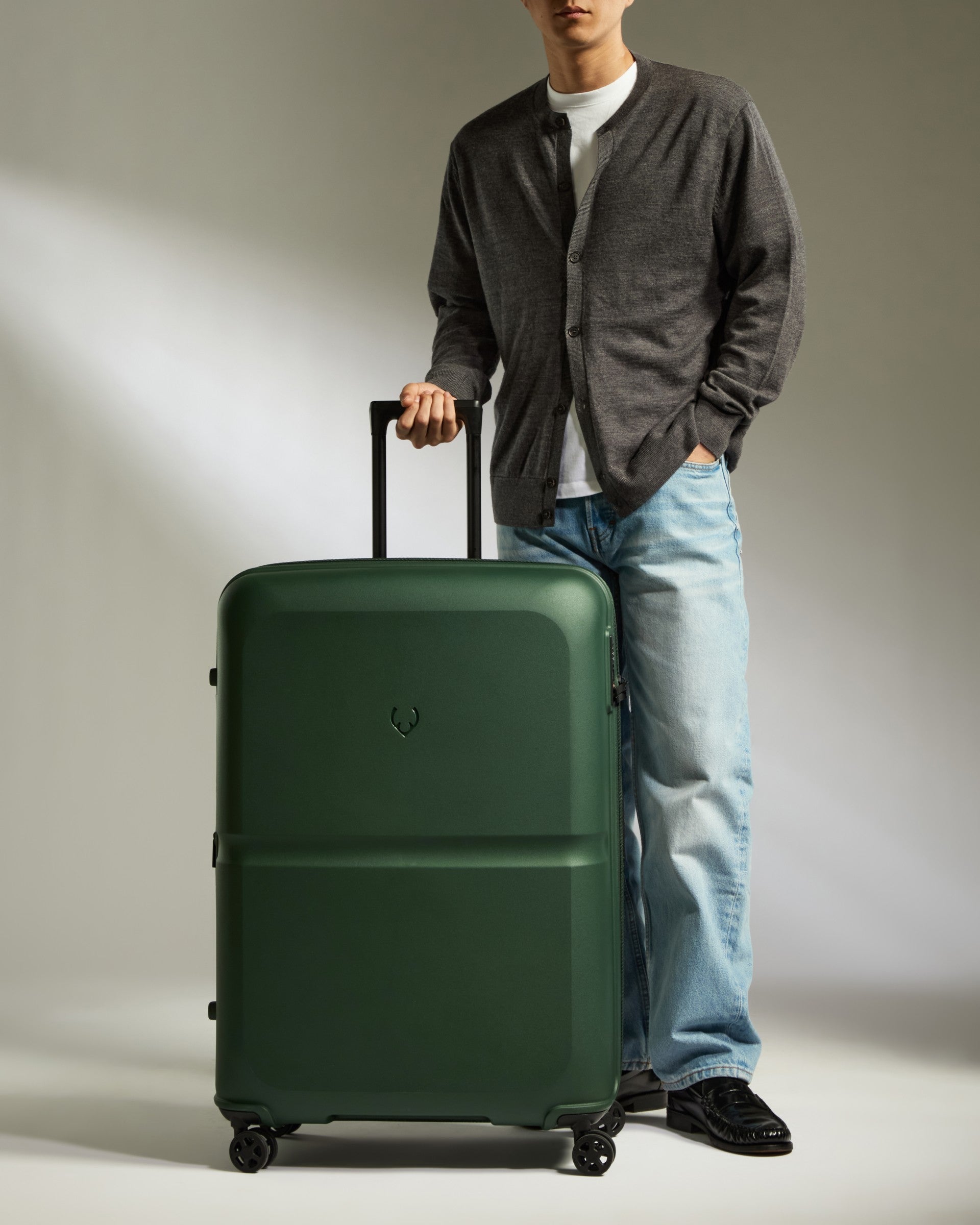 Antler Green Large Luggage with Single Stripe - Spacious Travel Suitcase for Business Trips & Vacations