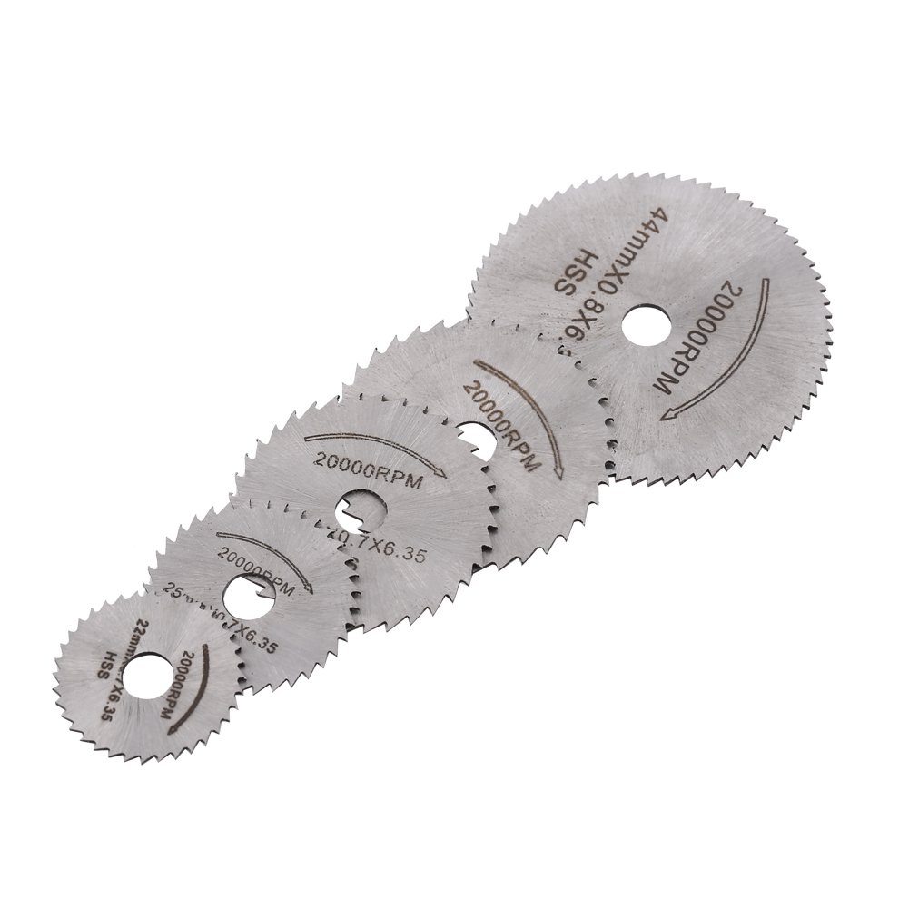 5-Piece Mini HSS Circular Saw Blade Set with Extension Rod - High Speed Steel Cutting Blades for Metal & Wood - Perfect for DIY Projects, Home Renovation & Crafting
