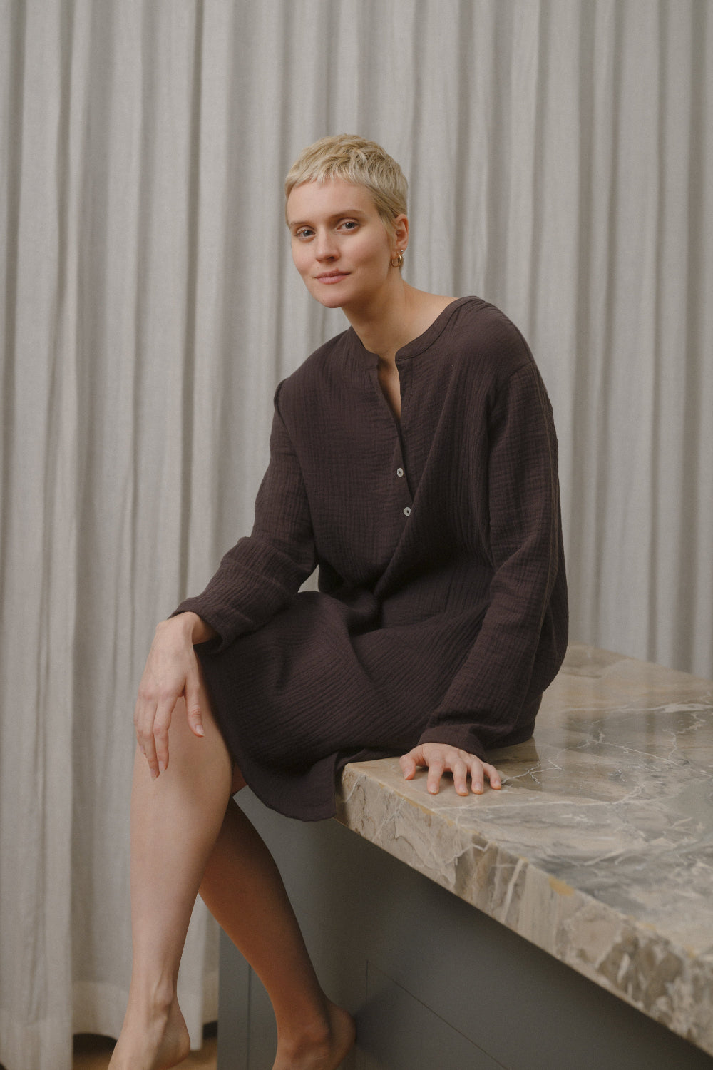 Organic Cotton Gauze Long Nightshirt for Women - Soft & Breathable Sleepwear for Summer Nights, Lounge Wear, and Relaxing at Home