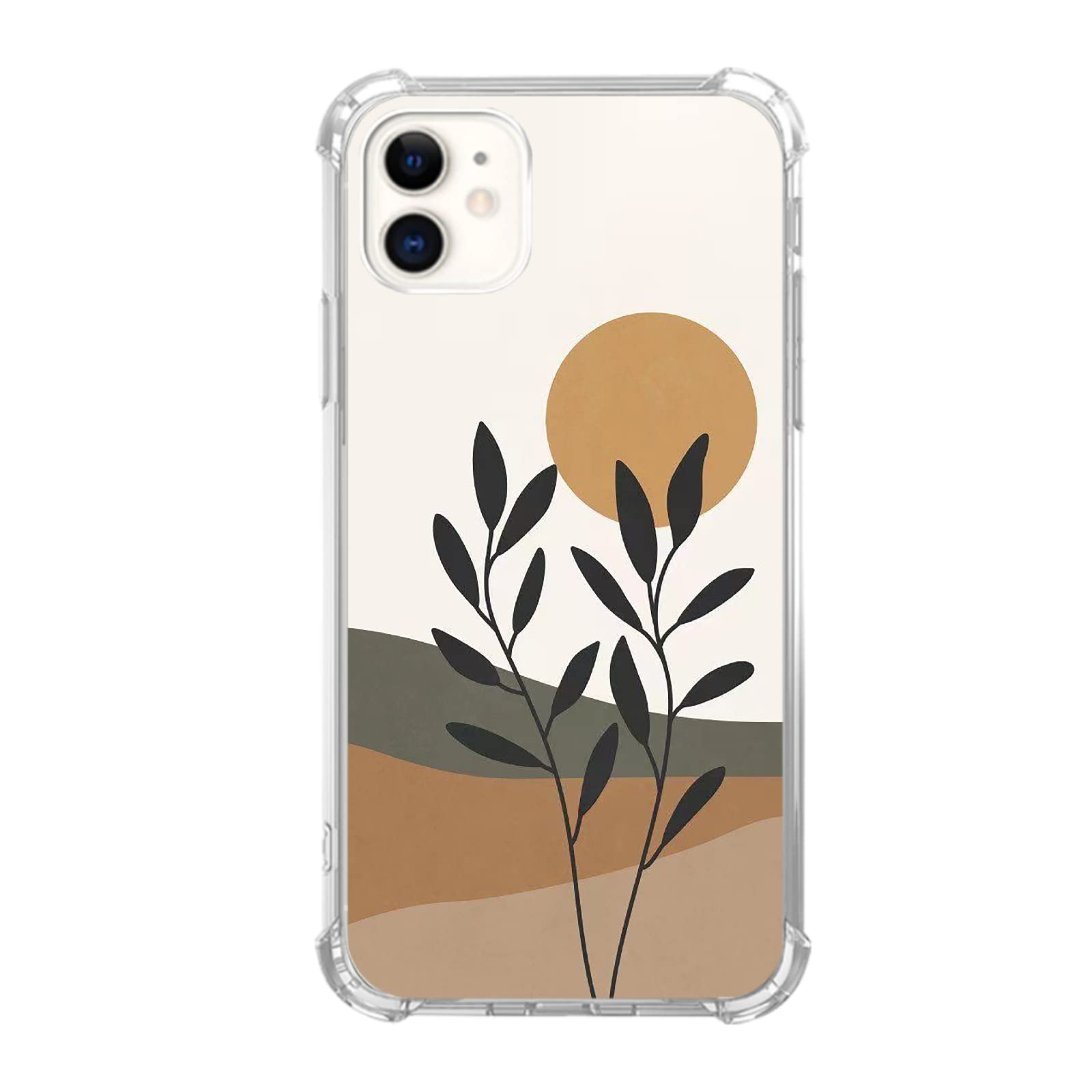 Minimalist Line Art Plant Phone Case for iPhone 11 - Soft TPU Bumper Cover with Brown Pastel Abstract Design for Women & Men | Perfect for Nature Lovers, Office Use & Everyday Protection