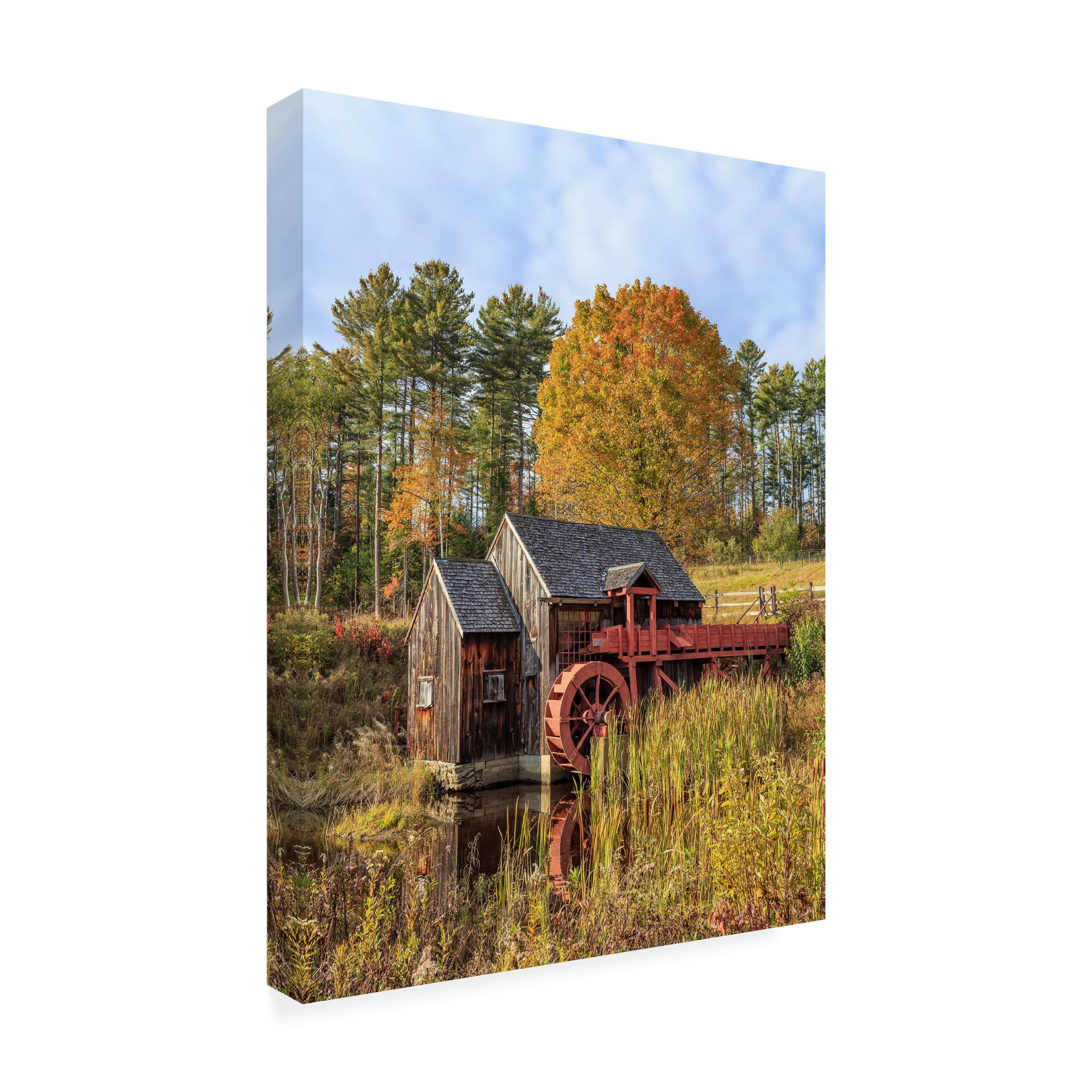 Edward M Fielding 'Grist Mill' Canvas Art Print - Handmade Wall Decor for Living Room, Bedroom & Office - Landscape Nature Painting Home Décor