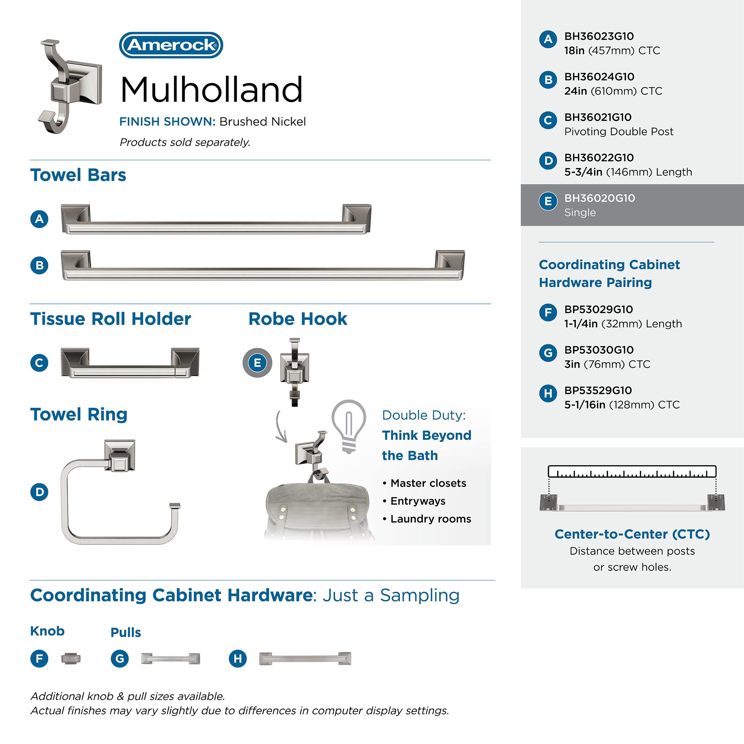 Amerock Brushed Nickel Mulholland 24-Inch Towel Bar Set - 3-Piece Bathroom Accessories for Modern Homes (Perfect for Bathrooms, Spas & Guest Rooms)