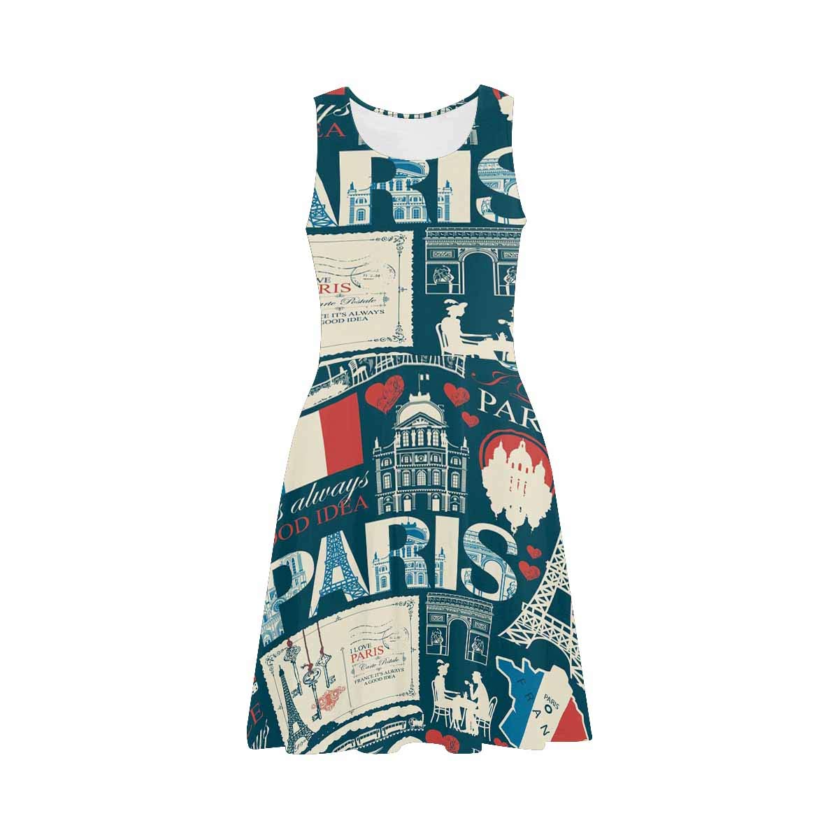 **InterestPrint Women's Casual Tank Dress - Lips & Hearts Print Sleeveless Flared Sundress for Beach, Summer & Vacation Wear**