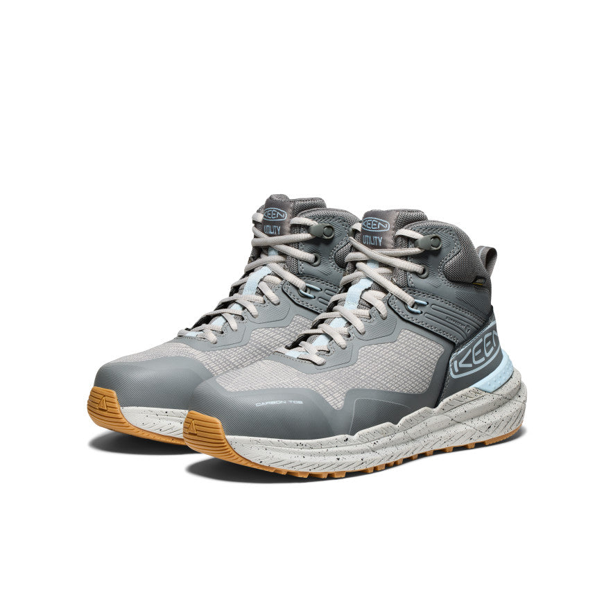 Women's Synchro Waterproof Work Boot with Carbon Toe - Steel Grey/Gum | Slip-Resistant Safety Shoes for Construction, Warehouse & Outdoor Work