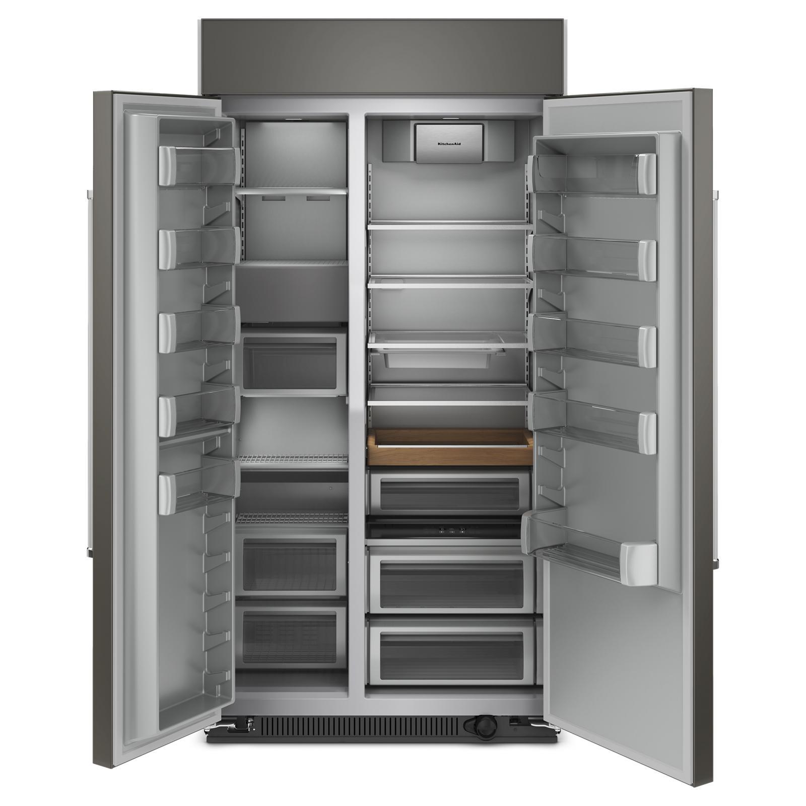 KitchenAid 25.5 cu. ft. Side by Side Built-In Refrigerator with Internal Ice Maker (KBSN702MPA) - Perfect for Modern Kitchens & Entertaining
