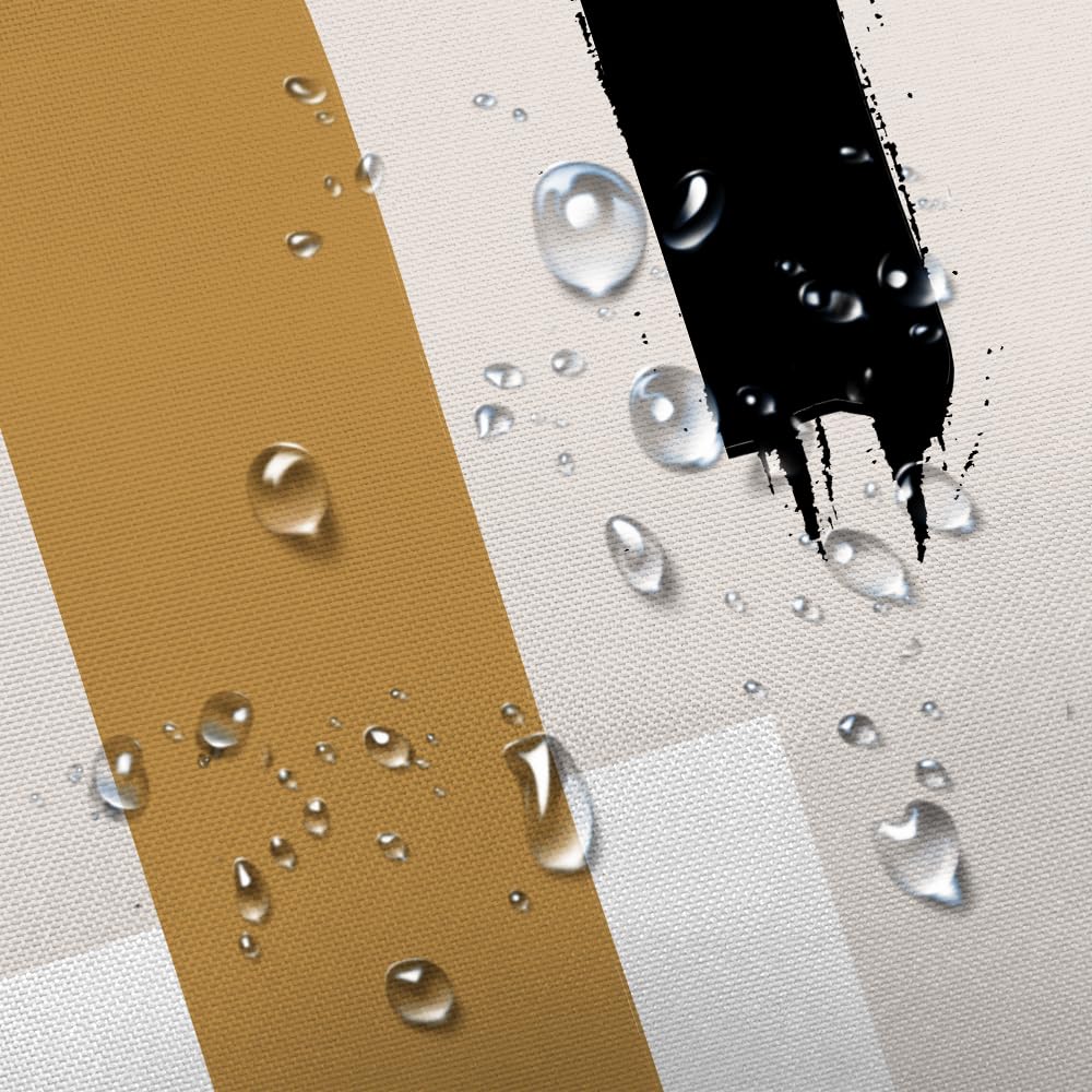 Abstract Modern Camper RV Shower Curtain for Travel Trailer Bathroom - Beige Camping Fabric Shower Curtain Set with Hooks (47x64 Inch) - Waterproof & Lightweight for Outdoor Adventures, RV Trips & Tiny Home Decor