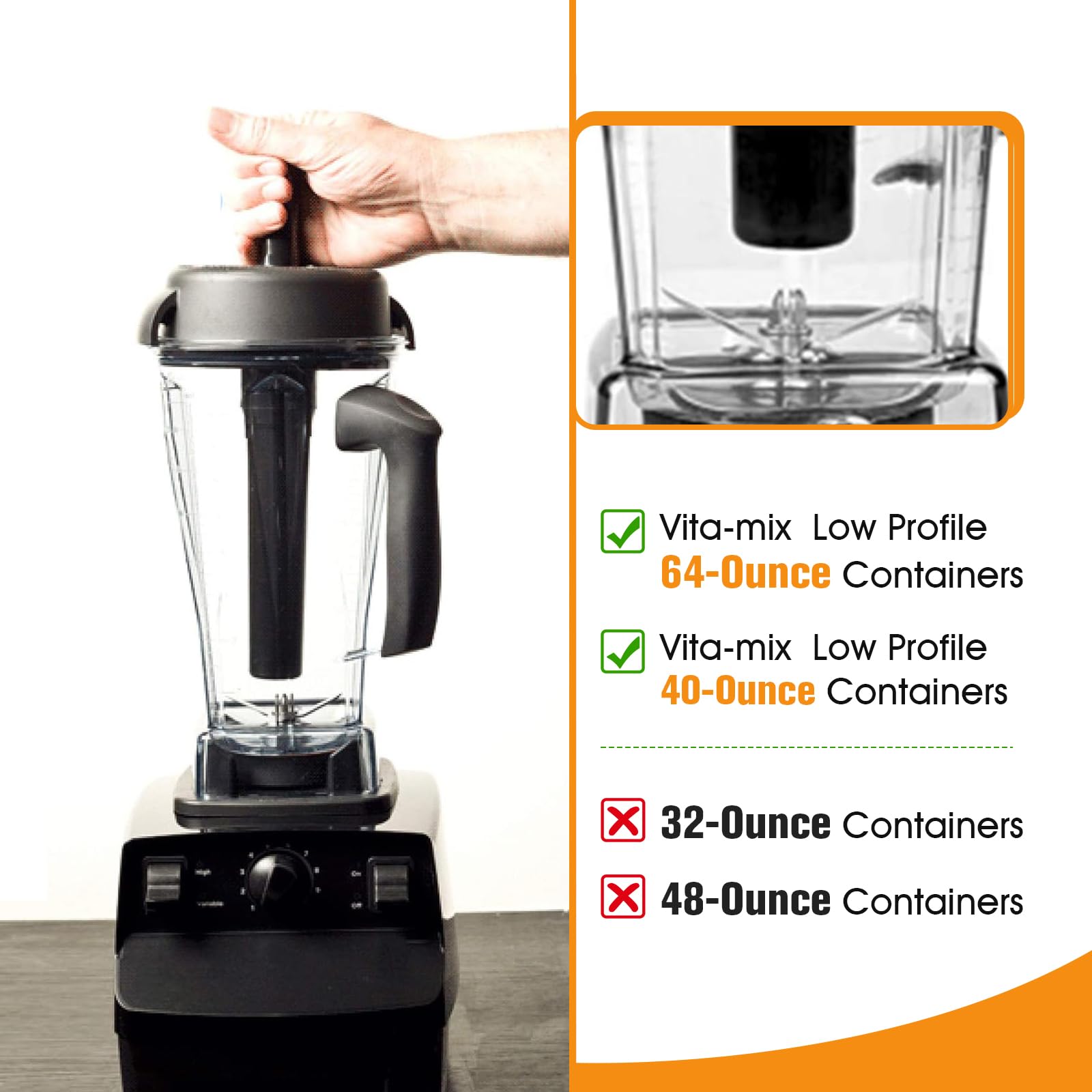 **Low Profile Blender Tamper Tool Plunger - Compatible with Vitamix 64oz & 40oz Containers, Pro 750/5300/7500 - Perfect for Smoothies, Nut Butters & Food Prep**