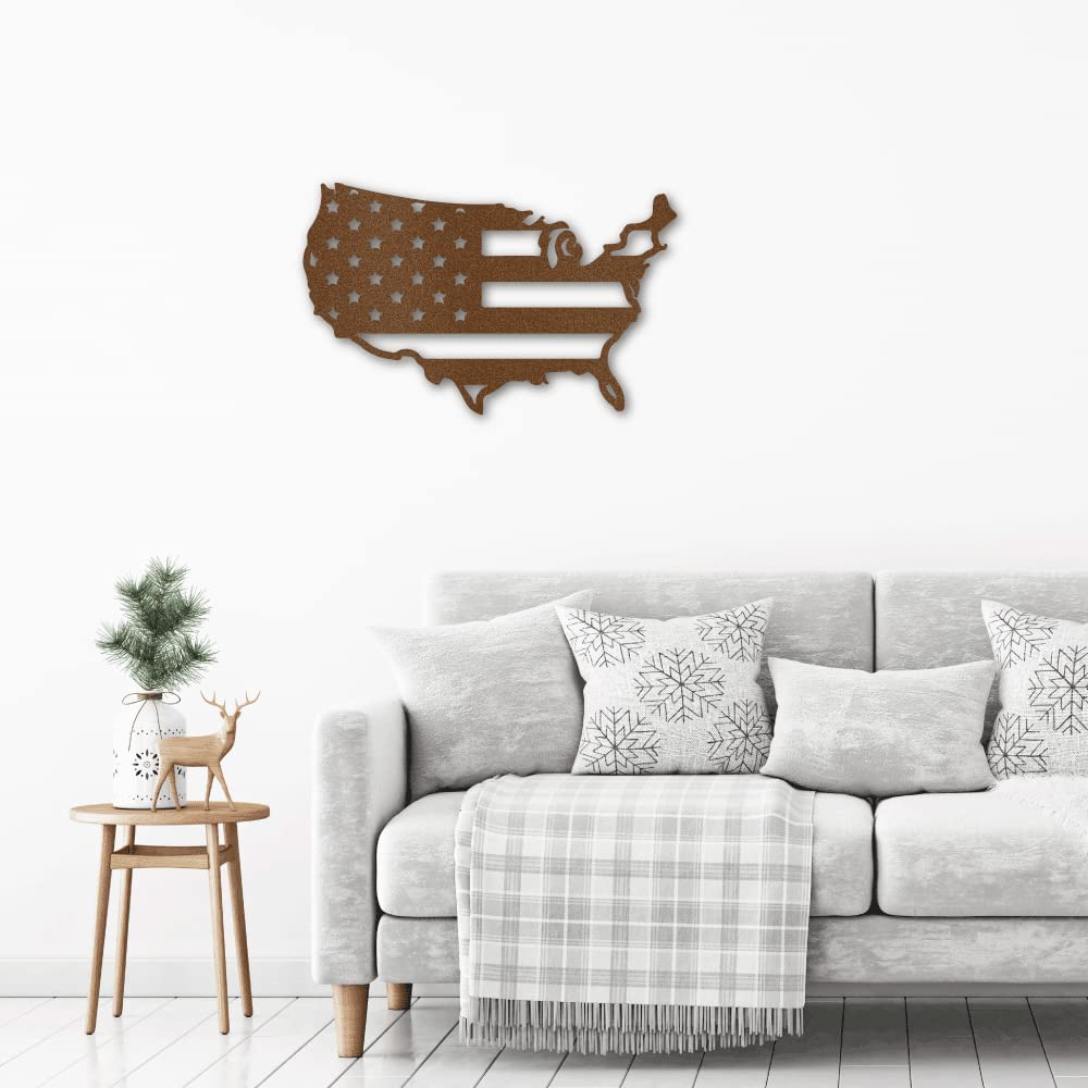 USA Flag Indoor Outdoor Steel Wall Sign Art - 24