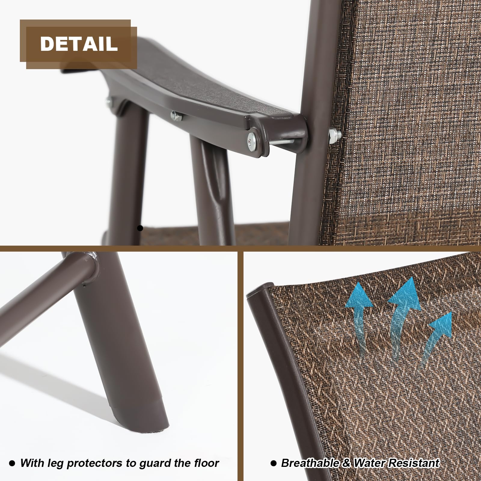 Aoodor 4-Pack Folding Patio Chairs - Textilene Sling Dining Chairs for Indoor & Outdoor Use | Perfect for Backyard, Poolside, Camping & Picnics