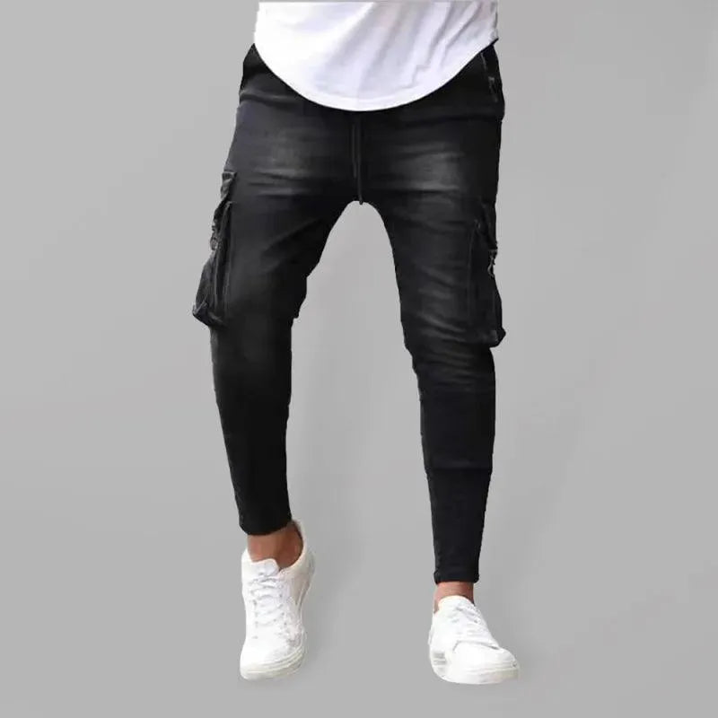 Stretch Cargo Jeans for Men - Comfortable Snap Pants with Multiple Pockets - Perfect for Hiking, Travel & Outdoor Adventures