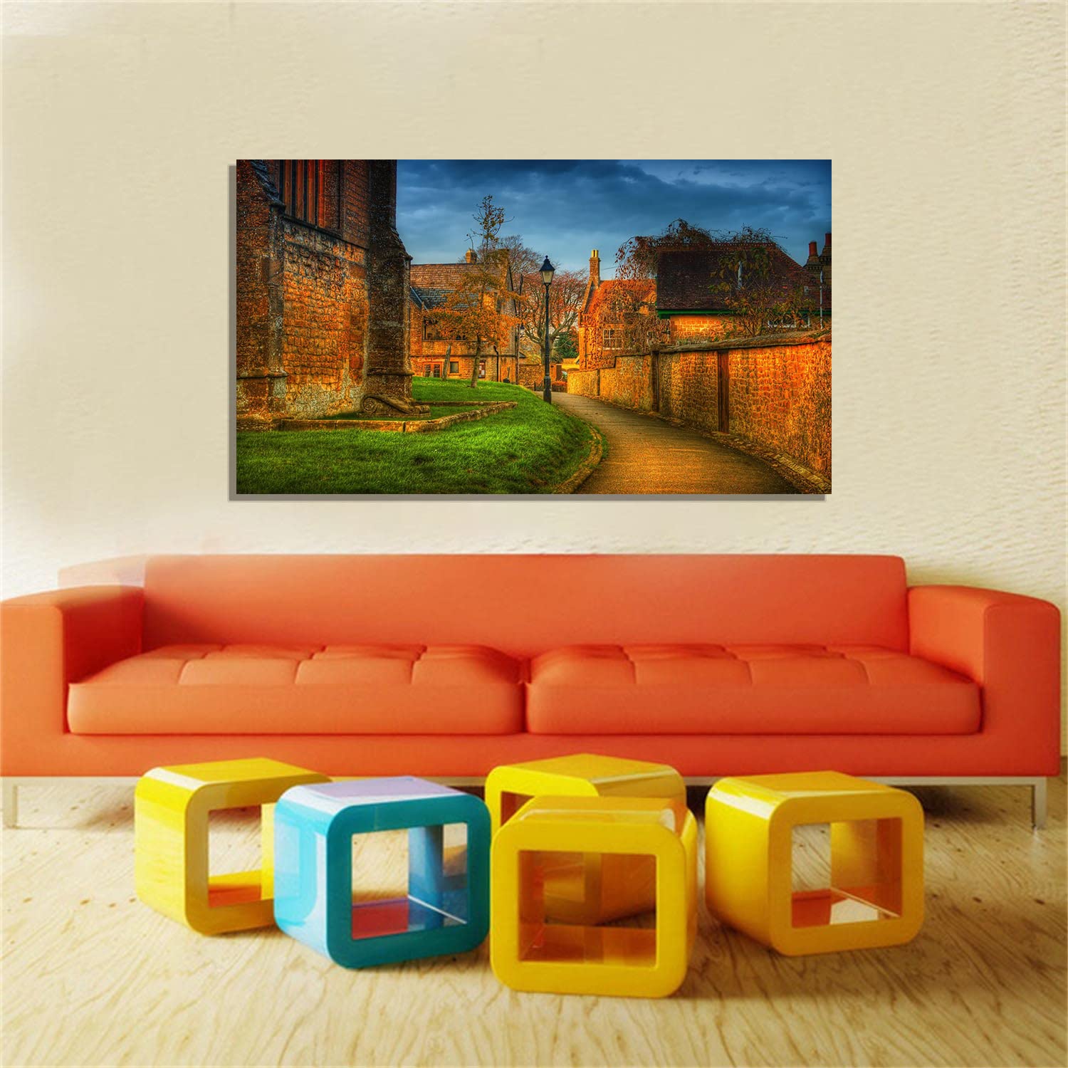 Oxford Autumn Canvas Art - Framed Landscape Painting Wall Decor for Home, Office, Bedroom - Ready to Hang - Perfect for Living Room, Dining Area & Gift Giving