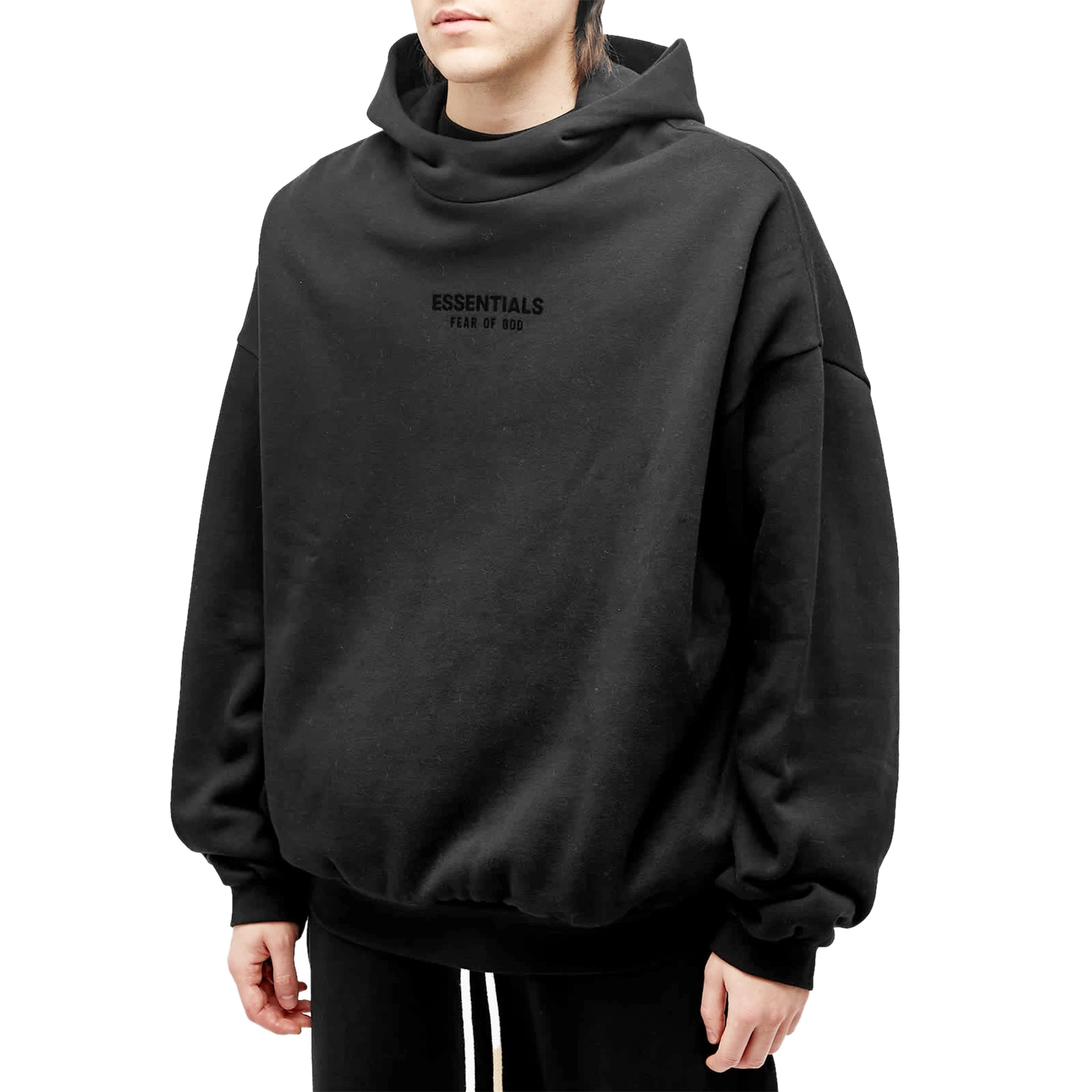 Fear Of God Essentials Jet Black Hoodie (FW23) - Premium Cotton Streetwear Pullover for Men | Casual Wear, Layering & Urban Fashion