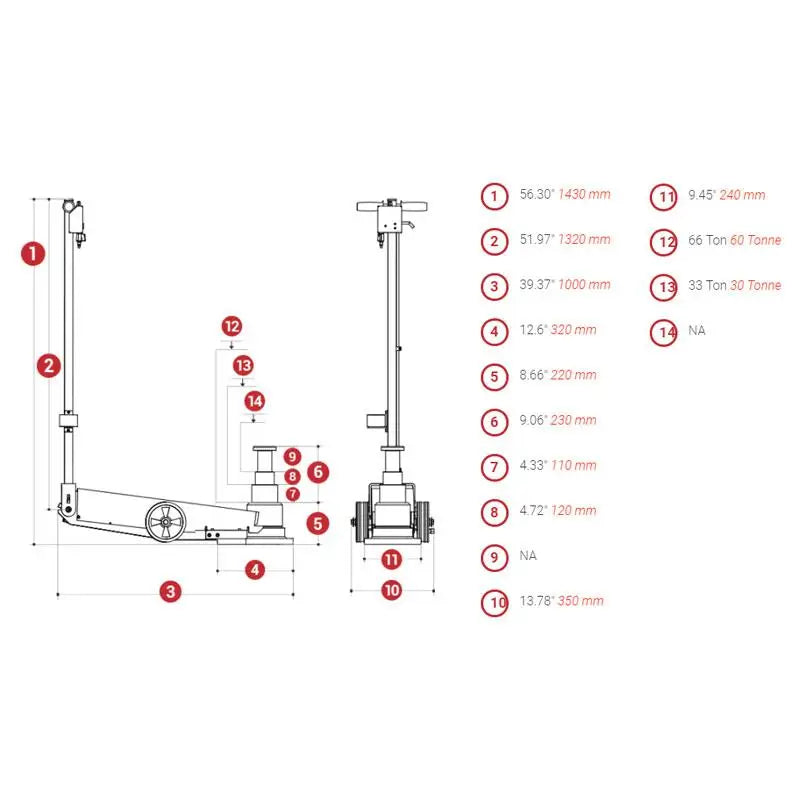 ESCO YAK 2 Stage 66/33 Ton Air Hydraulic Jack 92006 - Heavy Duty Vehicle Lift for Trucks, SUVs & Industrial Equipment
