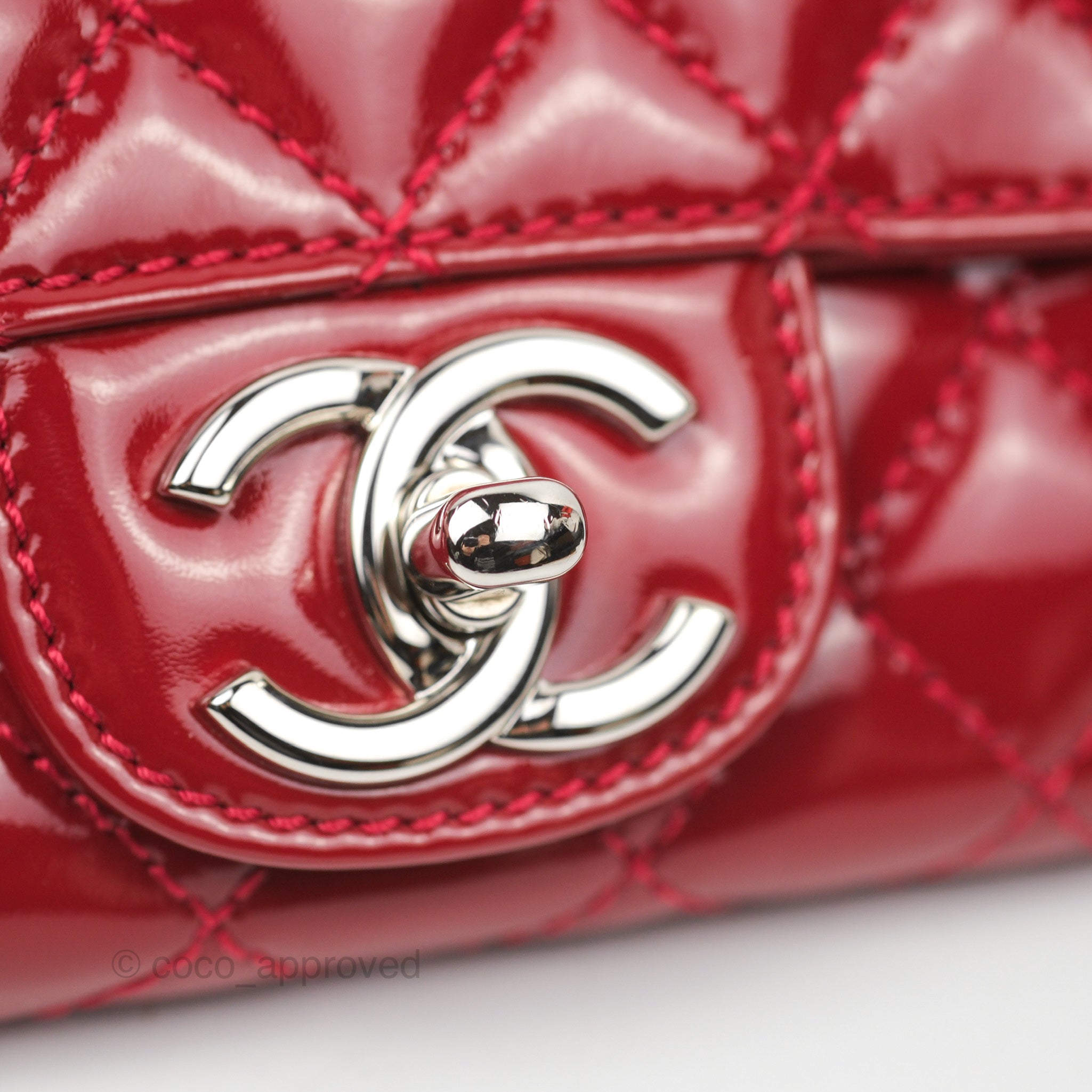 Chanel Brilliant East West Flap Clutch with Chain - Red Patent Leather & Silver Hardware | Luxury Evening Bag for Women, Perfect for Parties & Special Occasions