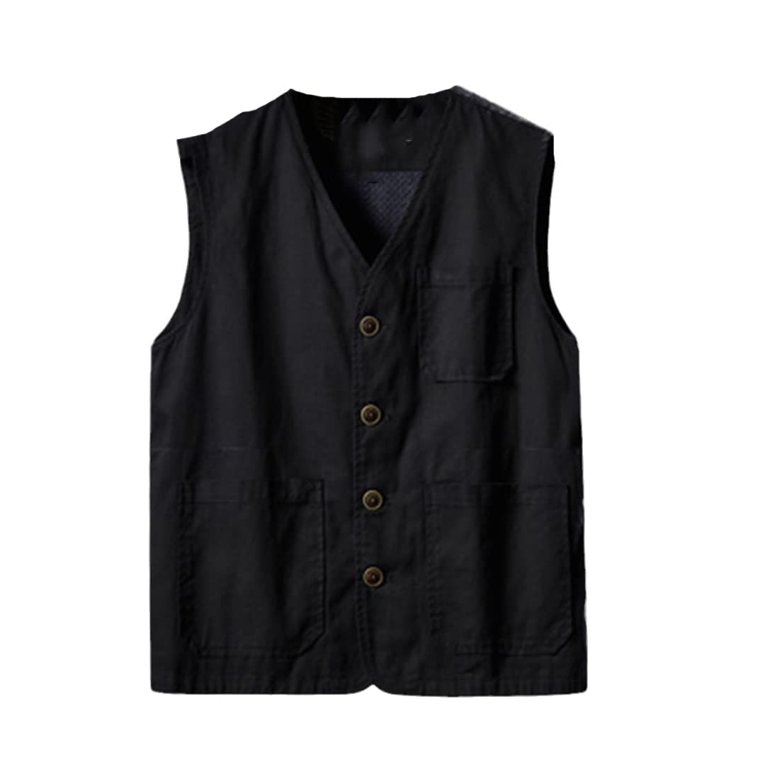 Renost Summer Men's Casual Cotton Vests - Breathable Mesh Fishing Vest for Outdoor Activities, Sleeveless Jacket for Hiking, Camping & Beach Wear
