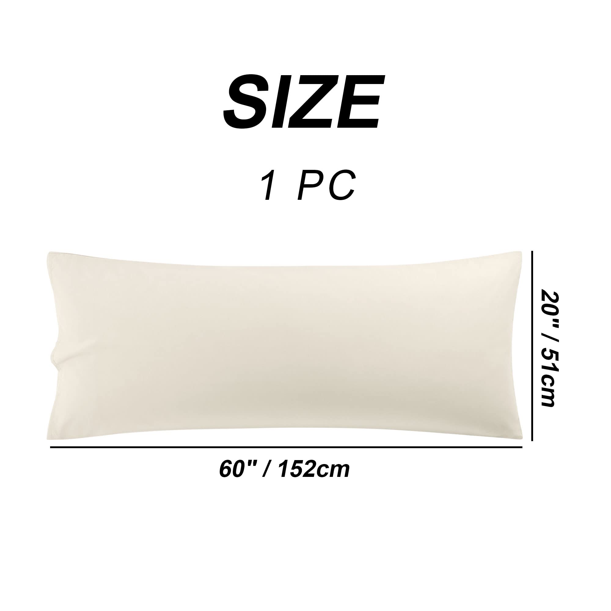 Uxcell Microfiber Body Pillow Case 20x60 Inches - Soft 90 GSM Polyester Replacement Cover in Tan - Perfect for Pregnancy Support, Back Pain Relief & Comfortable Sleeping