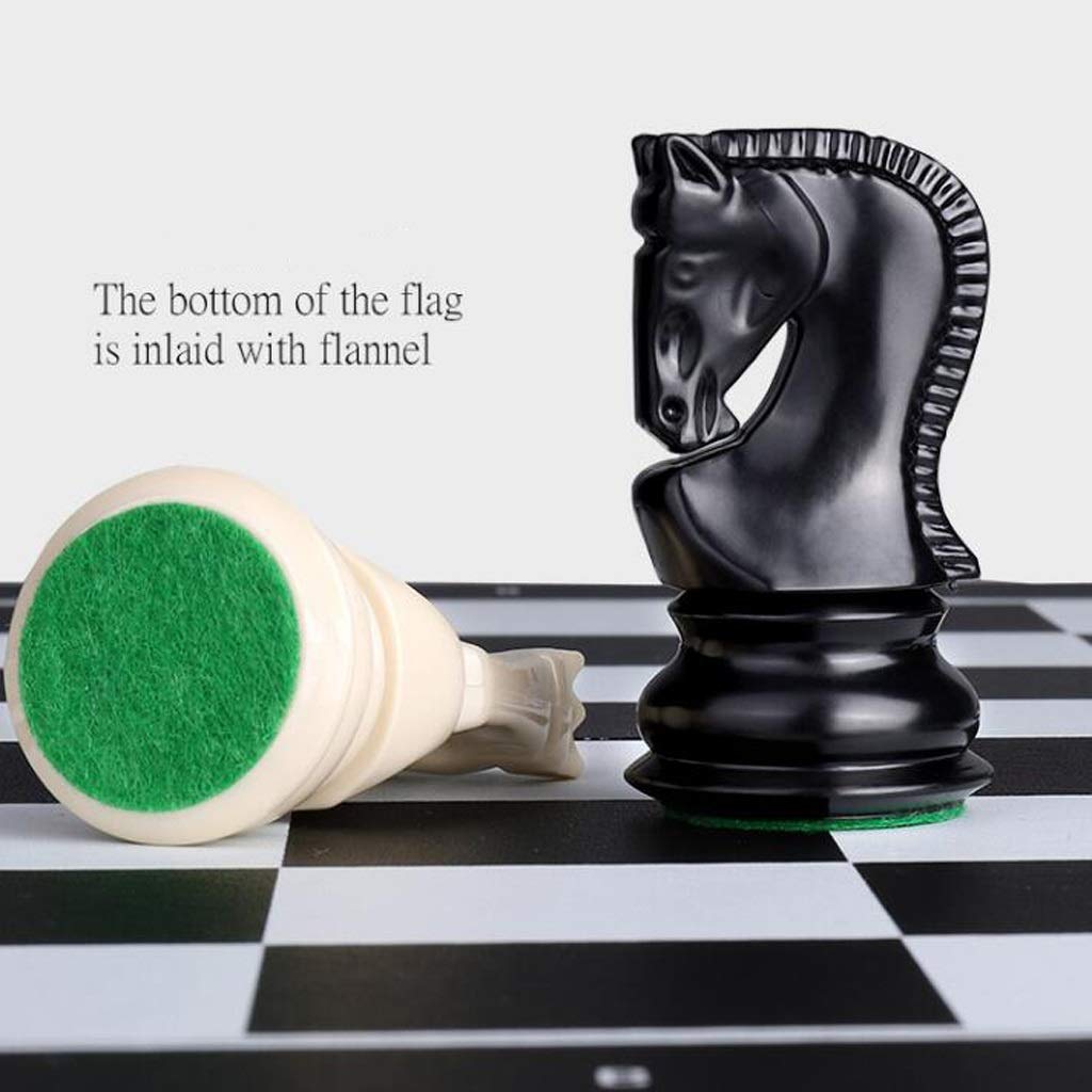 Portable Folding Chess Set with 32 Black & White Resin Chess Pieces - Travel Chess Board for Kids & Adults - 48cm International Chess Game for Home, Office, and Outdoor Use