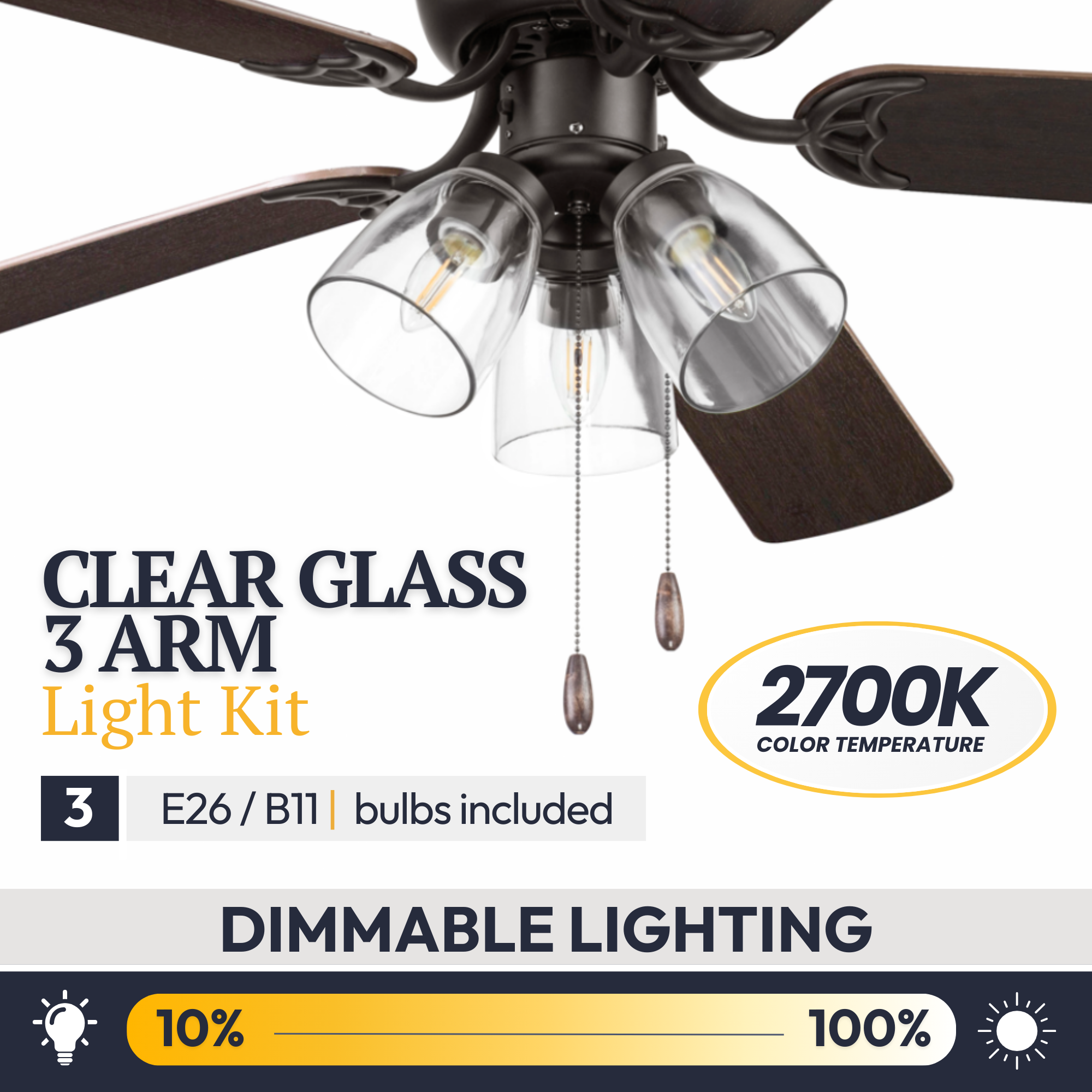 52 Inch Renton Ceiling Fan with Espresso Bronze Finish & Pull Chain - Perfect for Living Room, Bedroom, and Outdoor Patio Cooling