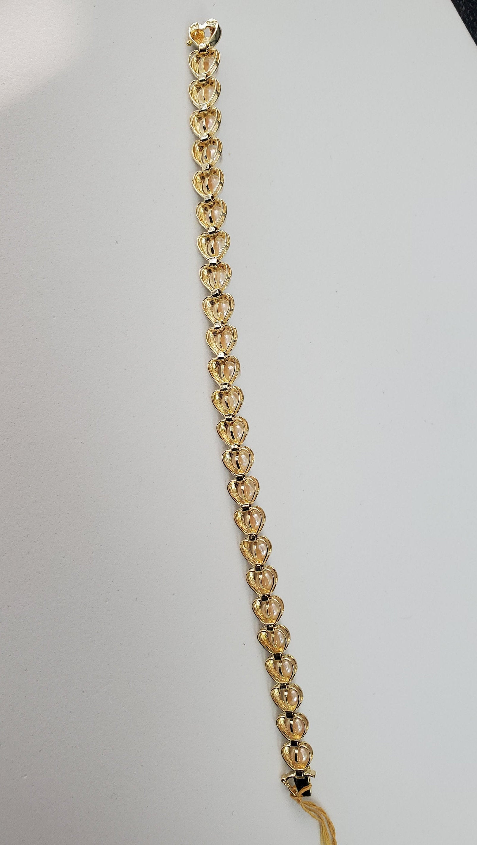 Elegant Cultured Pearl Heart-Shaped Tennis Bracelet for Women | Perfect for Weddings, Anniversaries & Romantic Gifts