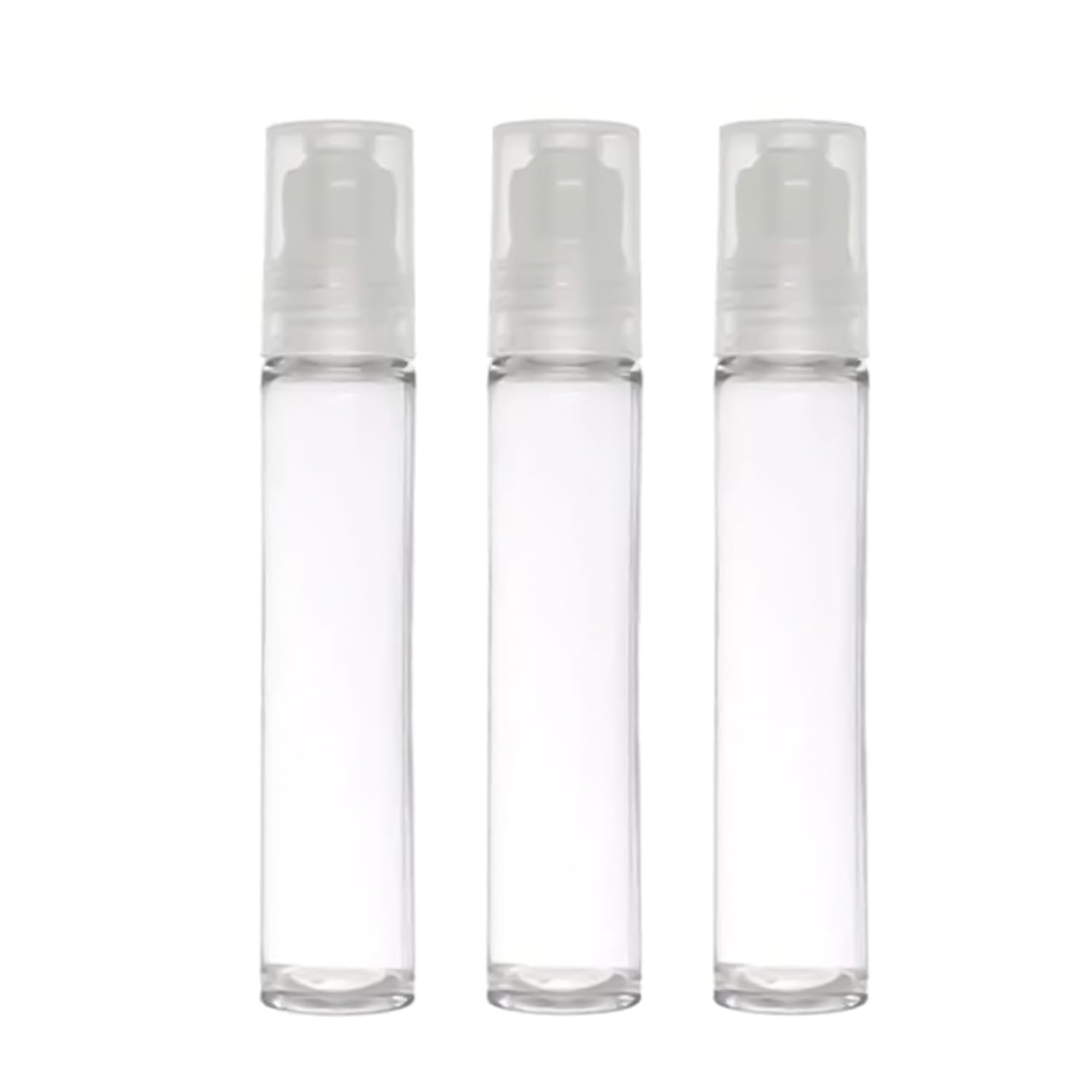 10ml Clear PET Plastic Roll-On Bottles with Plastic Roller & Cap - Essential Oils, Perfumes, Lip Balms - Refillable, Reusable, Leakproof (Pack of 3) | Perfect for DIY Beauty Products, Travel-Size Toiletries & Aromatherapy