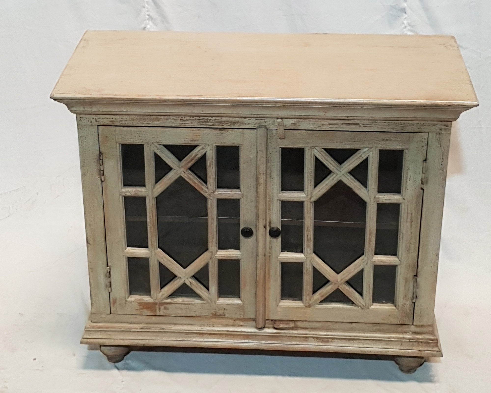 French Arched Hand Carved Solid Wood Buffet Sideboard - Rustic Beige 100x43x83cm - Perfect for Dining Room Storage, Kitchen Buffet & Farmhouse Decor