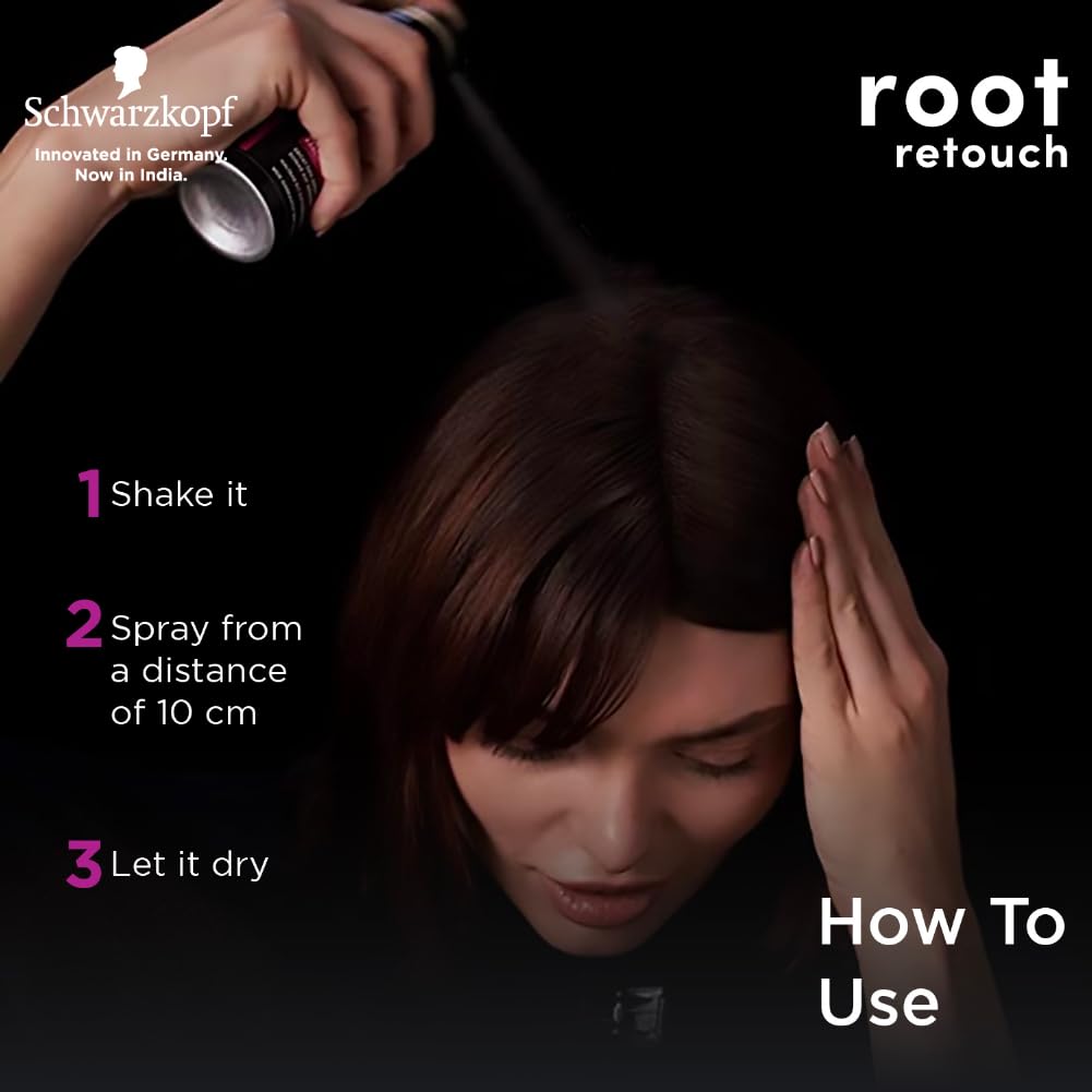 Schwarzkopf Root Retouch Instant Grey Hair Concealer Spray - Sweat & Rain Resistant Matte Finish for Perfect Coverage | 40 Quick Applications | Unisex for All Hair Types | Brown 120ml | Touch Up Roots Between Salon Visits & Special Occasions